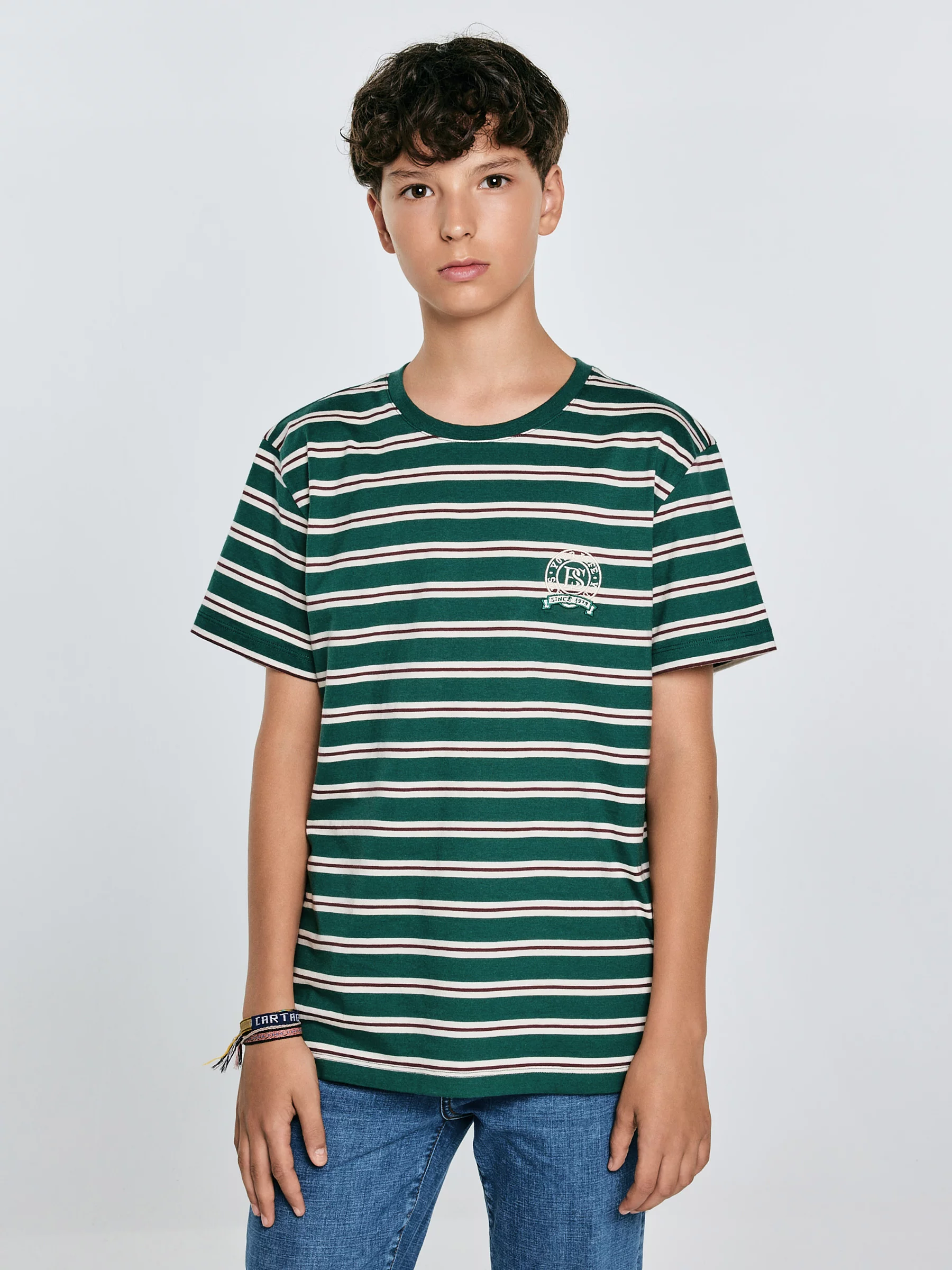 Koszulka chłopięca w paski zielona Sewer 304