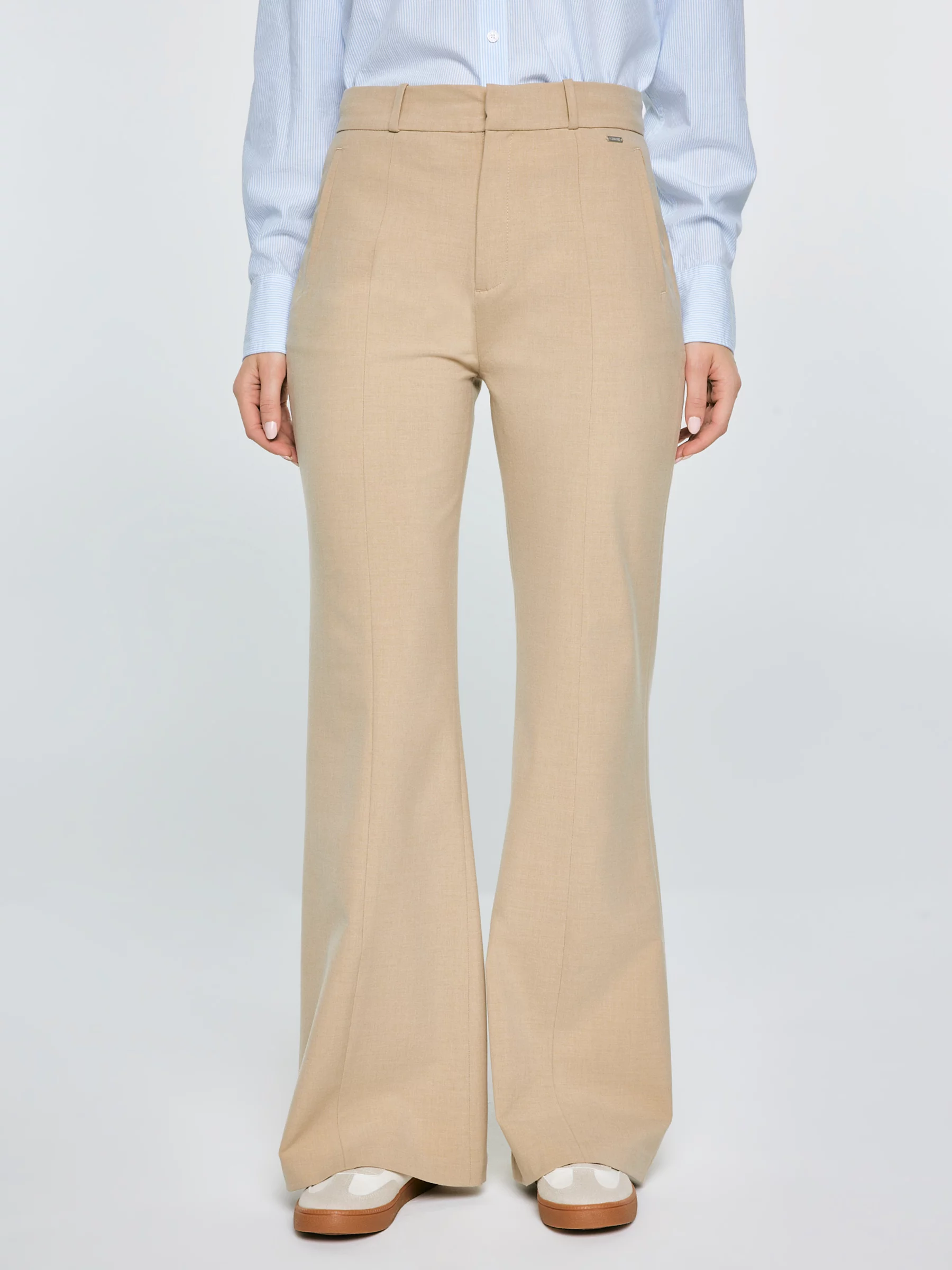 Spodnie damskie z szeroką nogawką beżowe Mabela 801