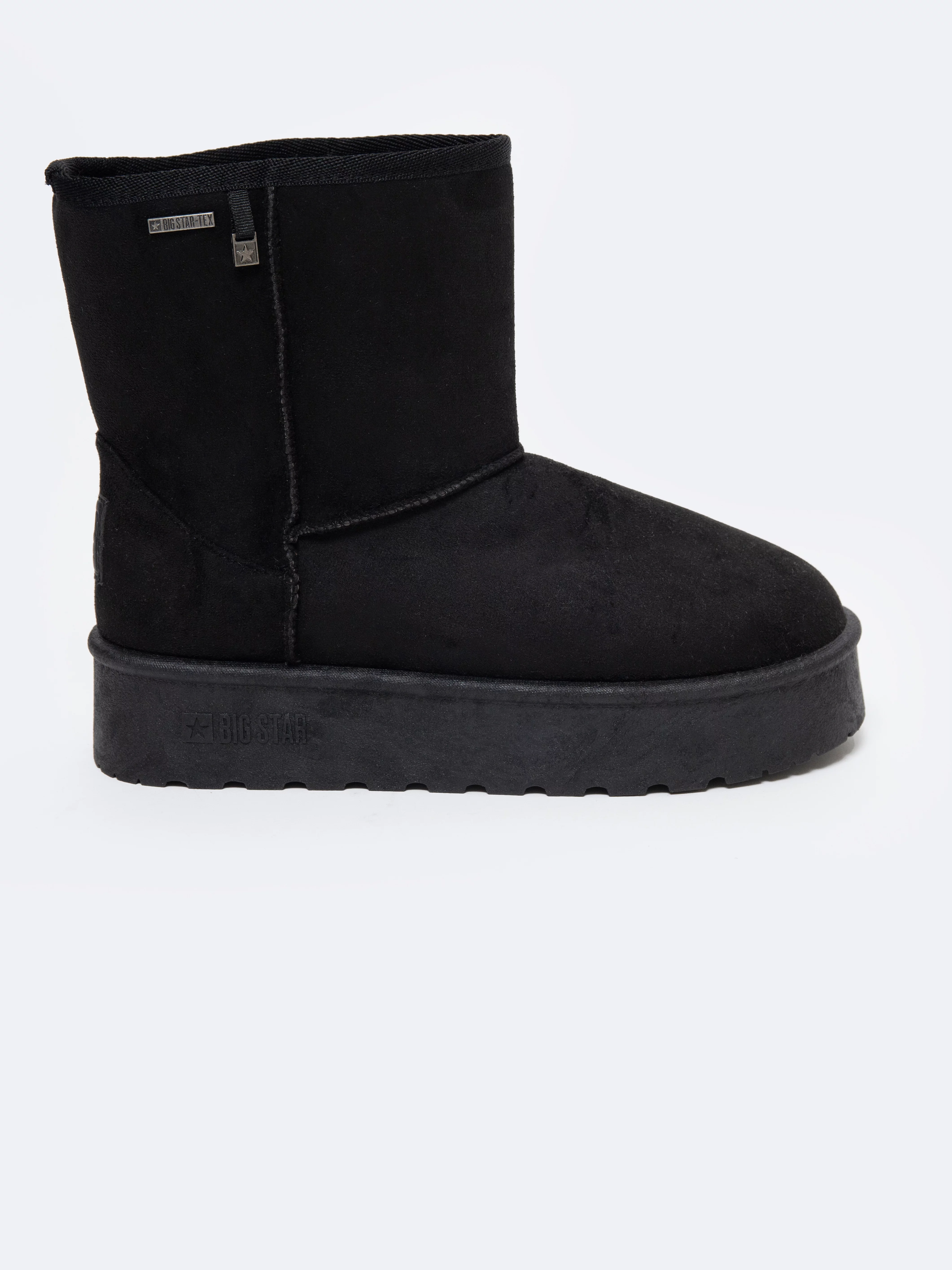 śniegowce damskie na podwyższonej podeszwie wsuwane czarne OO274898 906