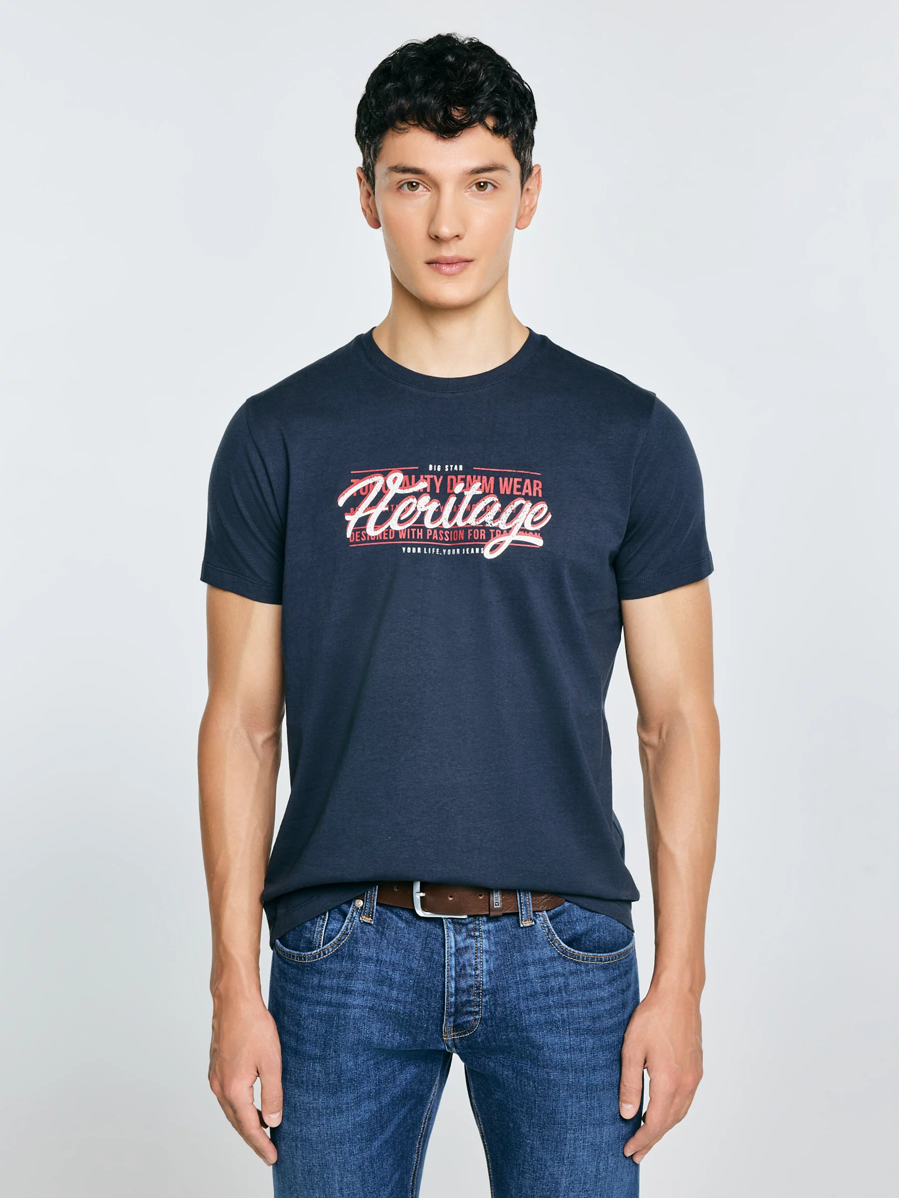 Koszulka męska z nadrukiem granatowa Keren 403