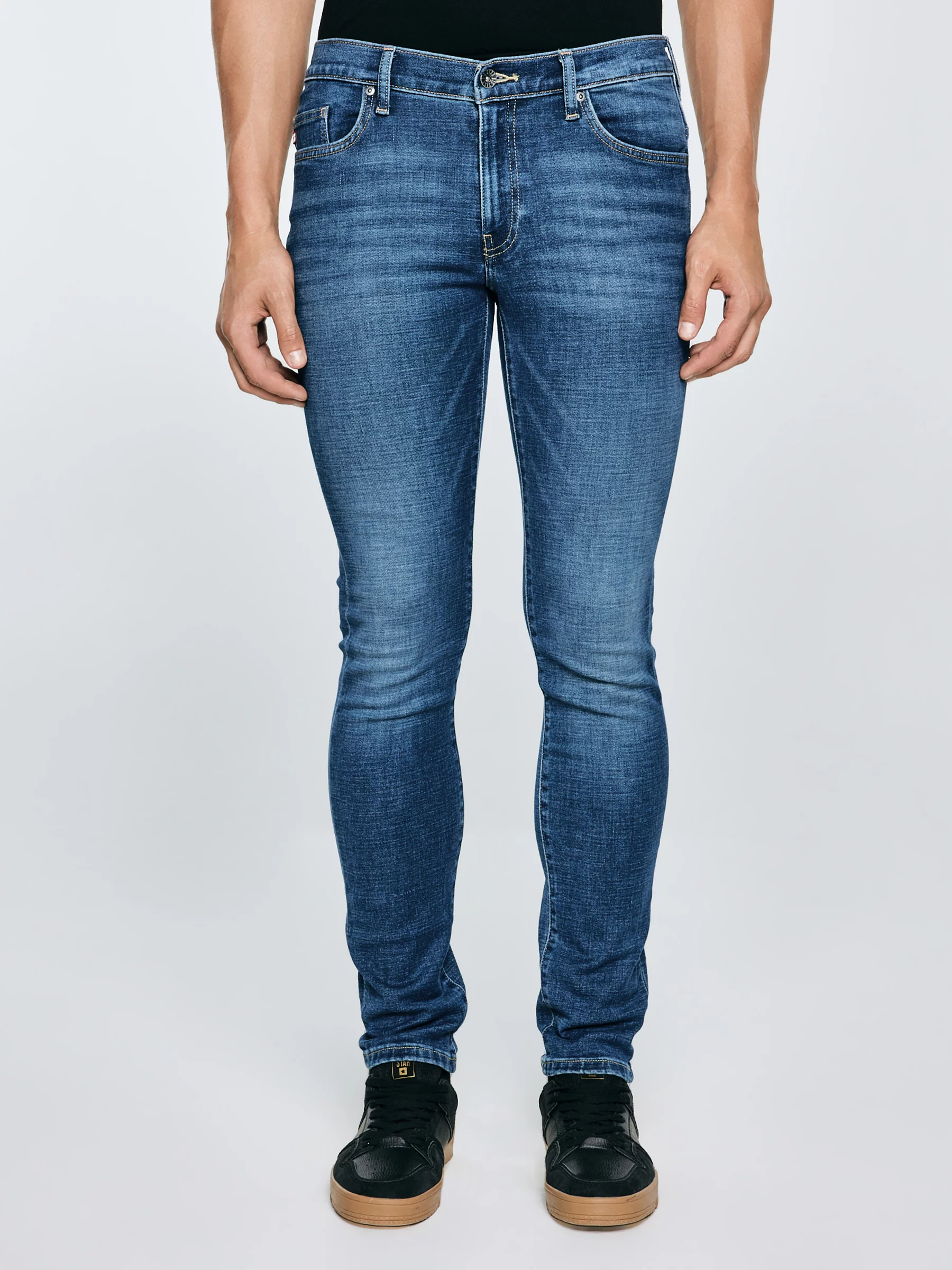 Jeansy męskie skinny z przetarciami niebieskie Jeffray 366