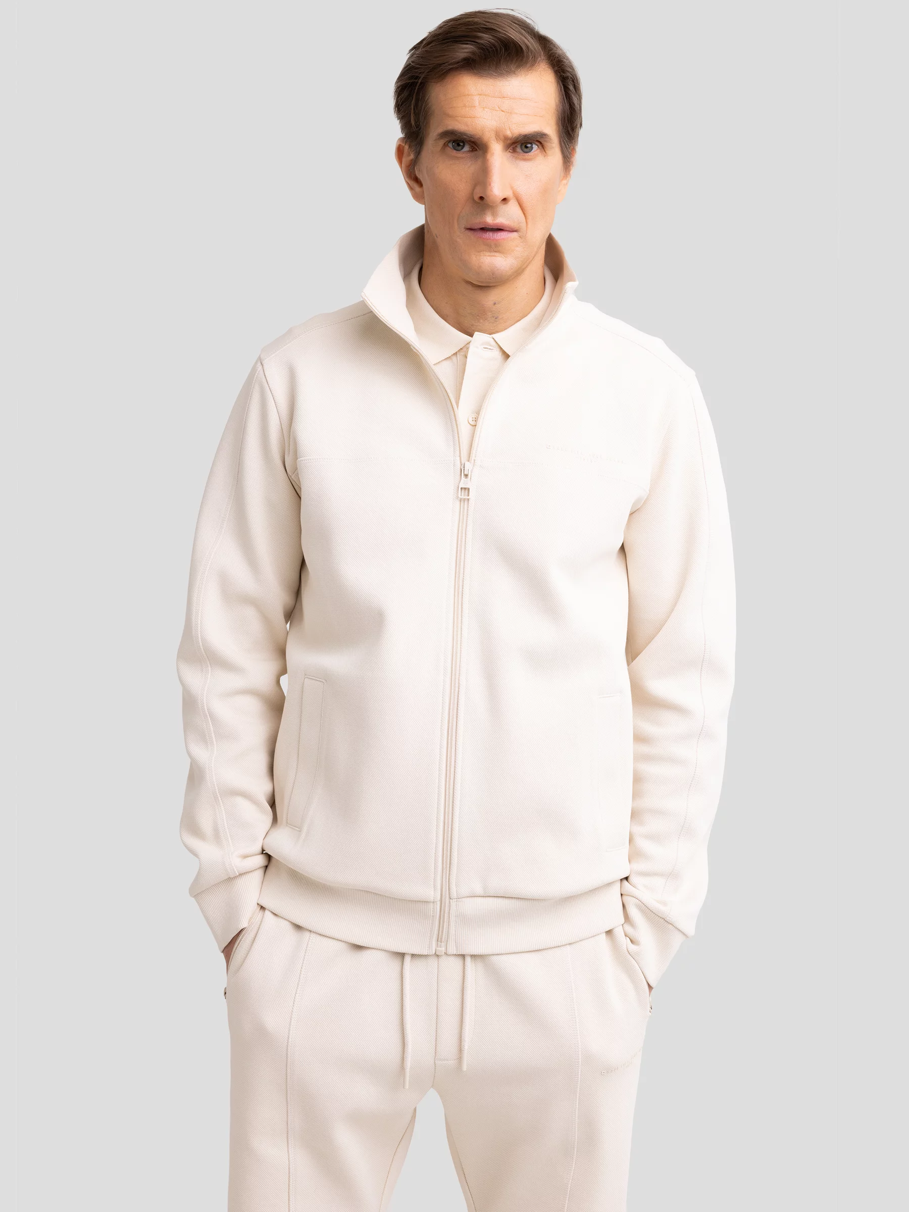 Bluza męska rozpinana ze stójką kremowa Wlador 103