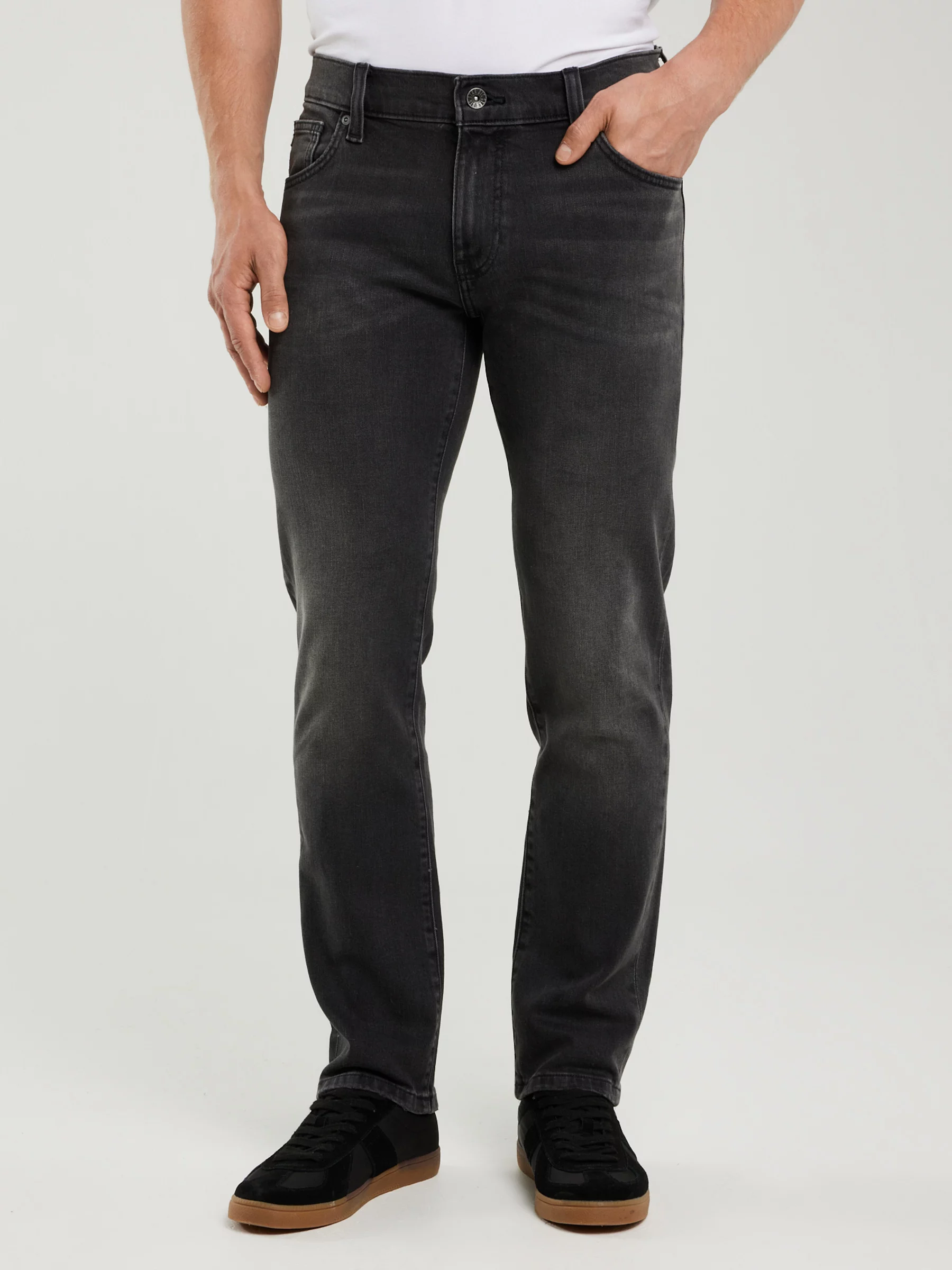 Jeansy męskie dopasowane z przetarciami czarne Martin 953