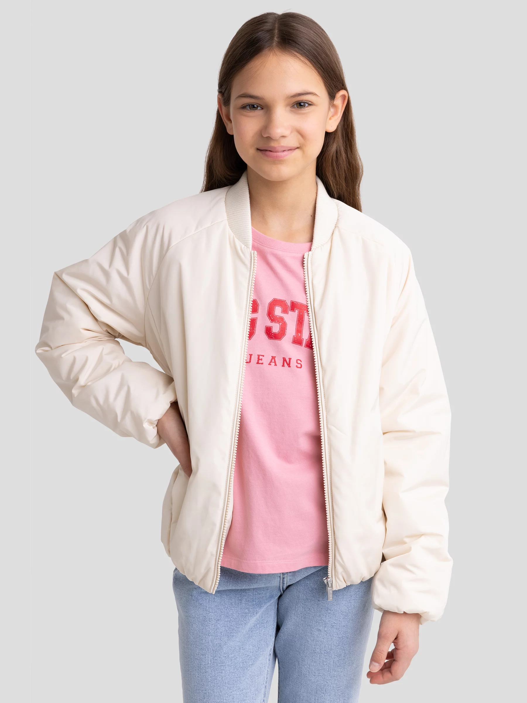 Kurtka dziewczęca bomberka kremowa Cayla 103