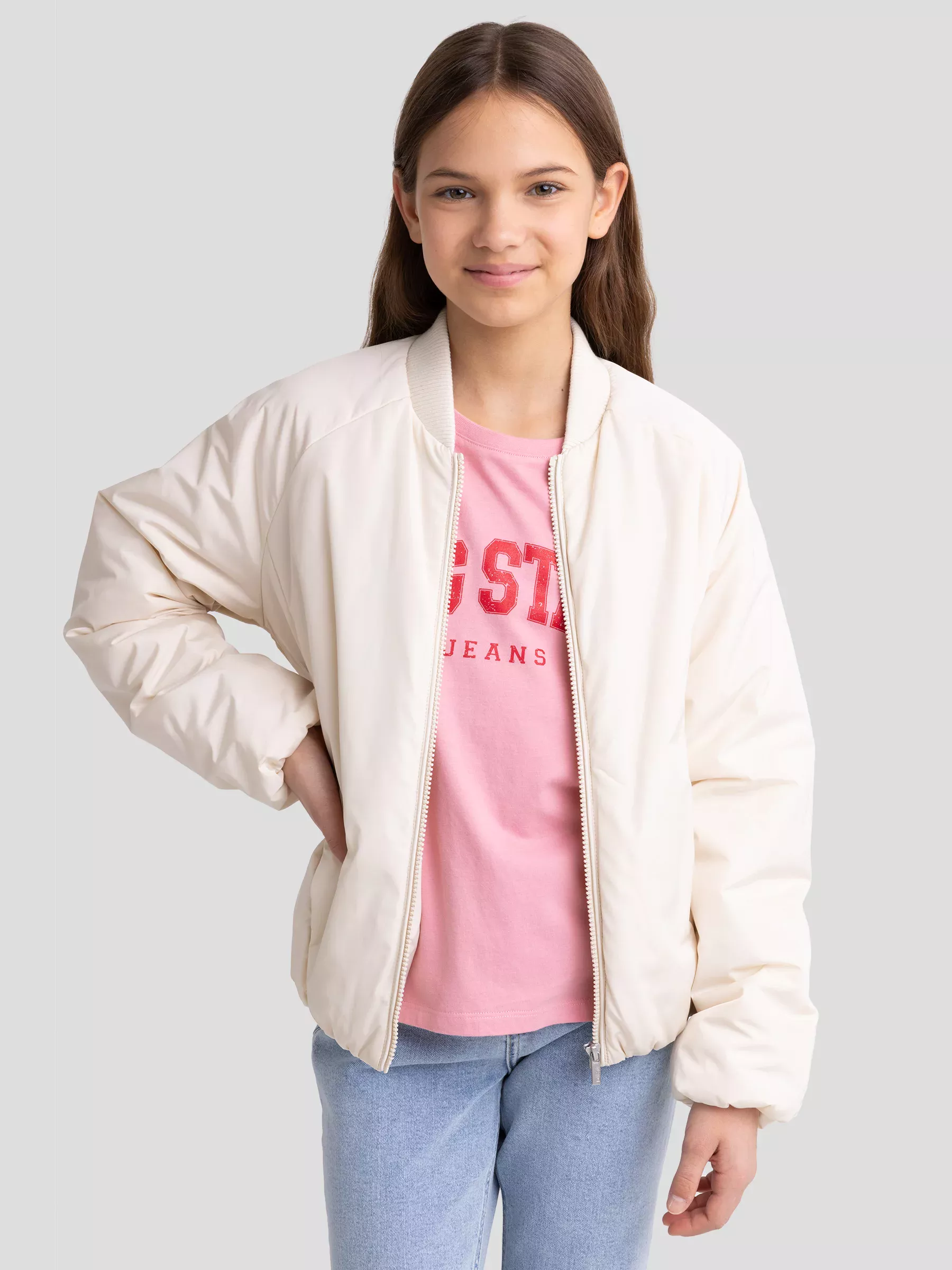 Kurtka dziewczęca bomberka kremowa Cayla 103