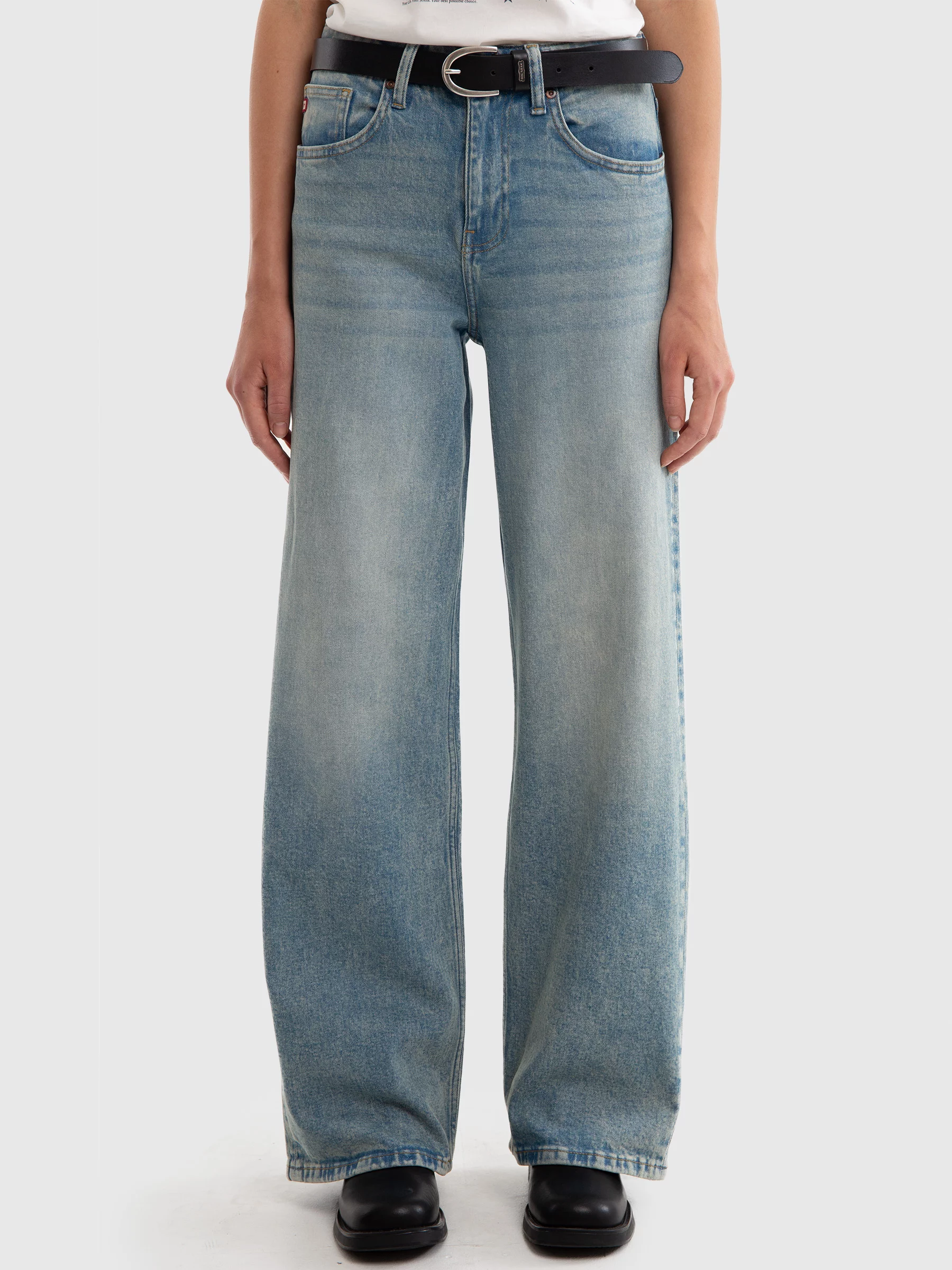 Jeansy damskie z szeroką nogawką z kolekcji Authentic niebieskie Atrea 130