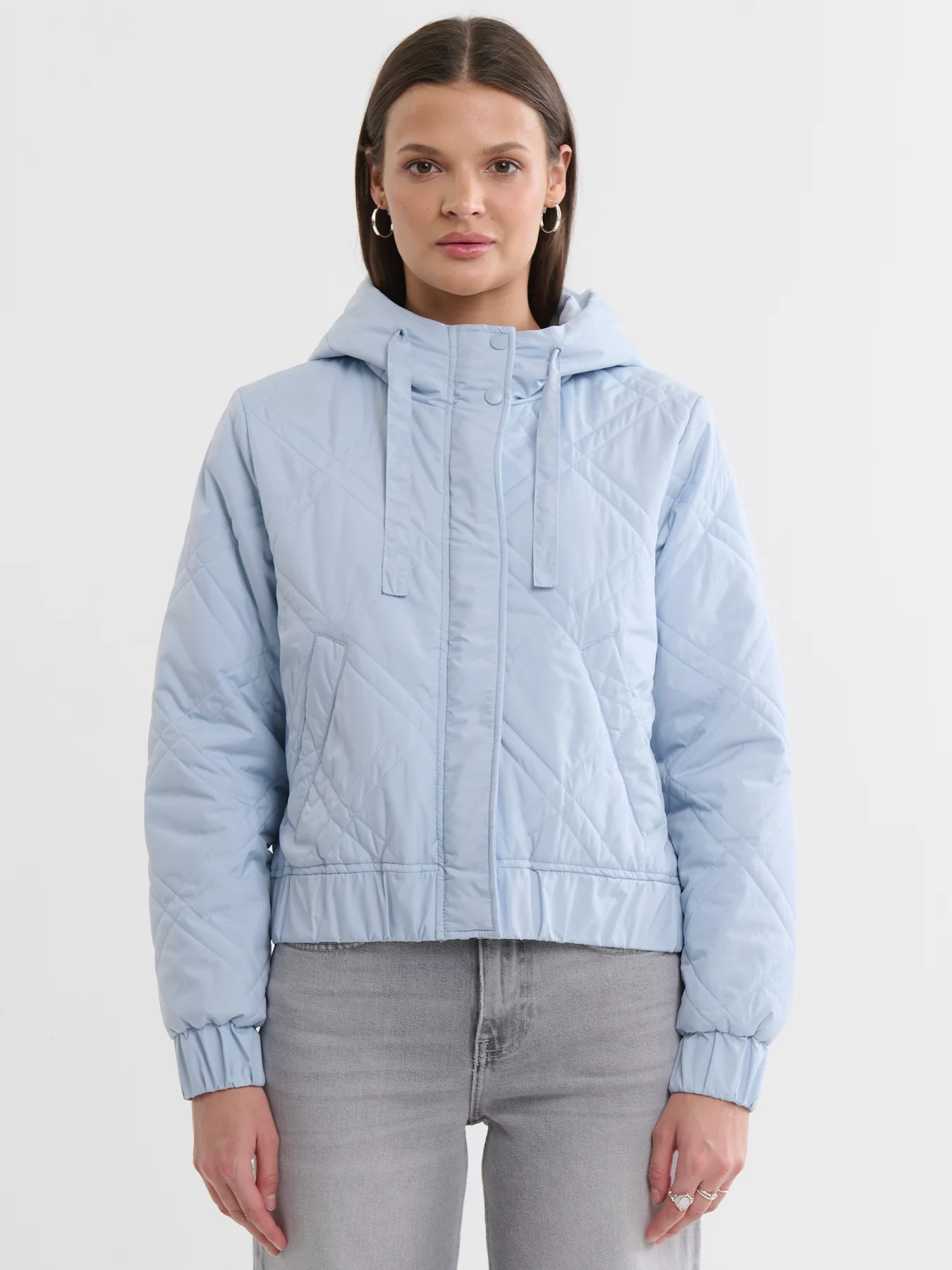 Kurtka damska przejściowa o krótkim kroju błękitna Taina 401