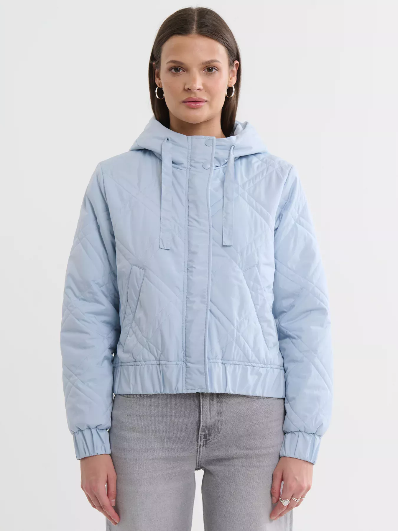 Kurtka damska przejściowa o krótkim kroju błękitna Taina 401