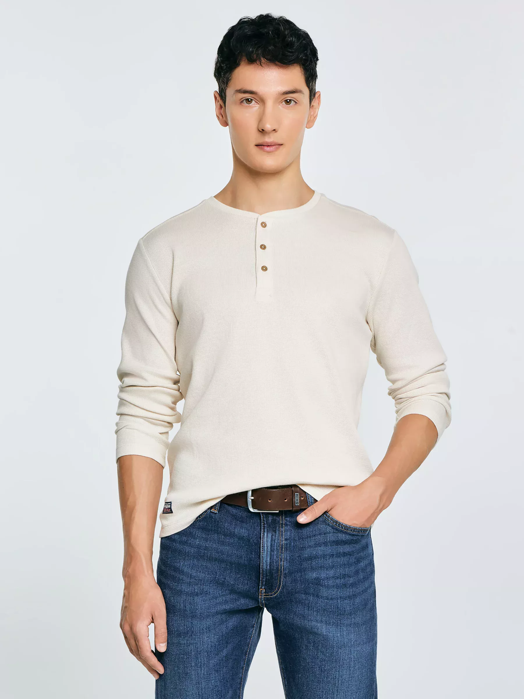 Bluzka męska z długim rękawem kremowa Merrts 103