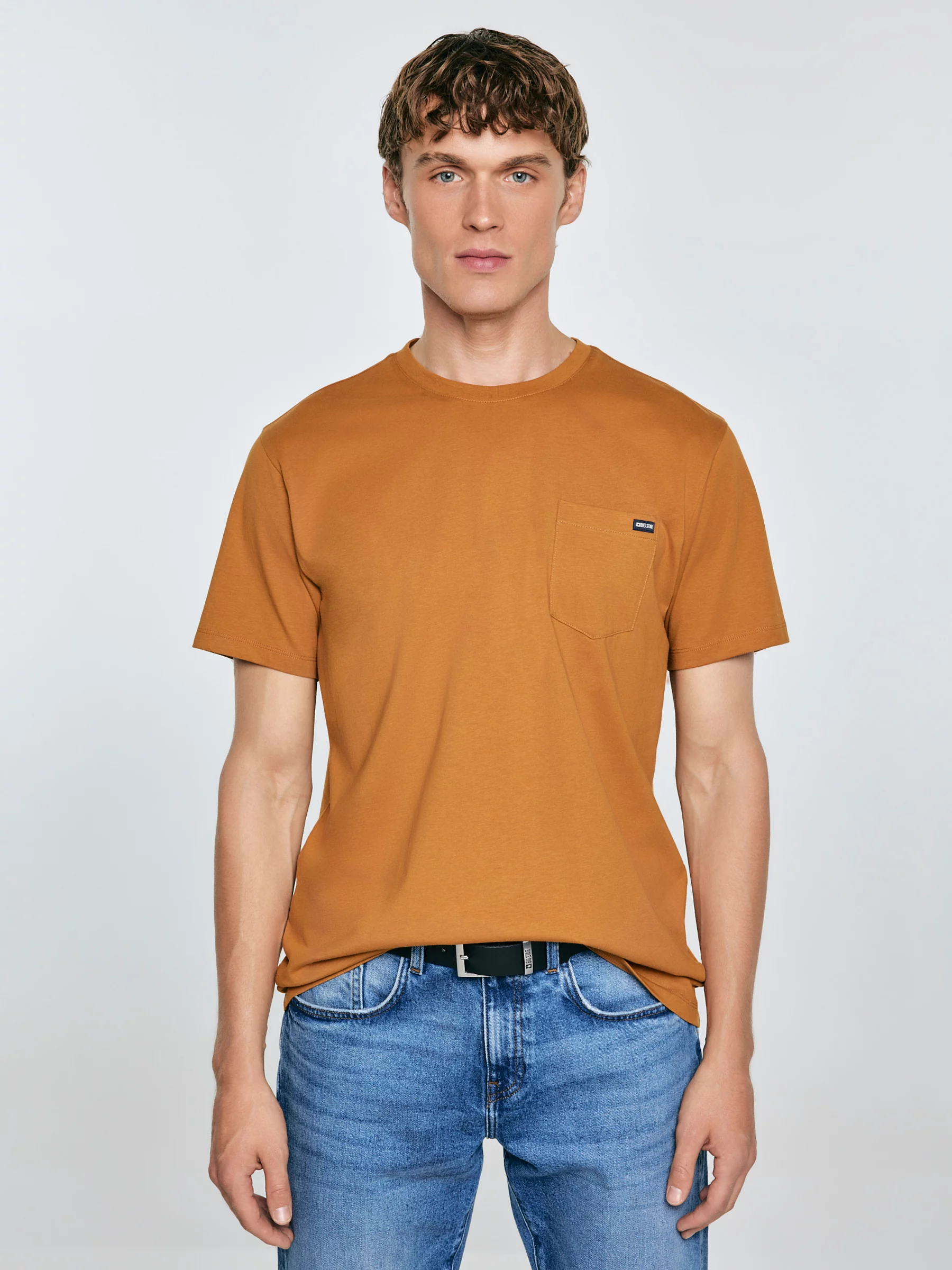 Koszulka męska z kieszonką brązowa Carbon 802