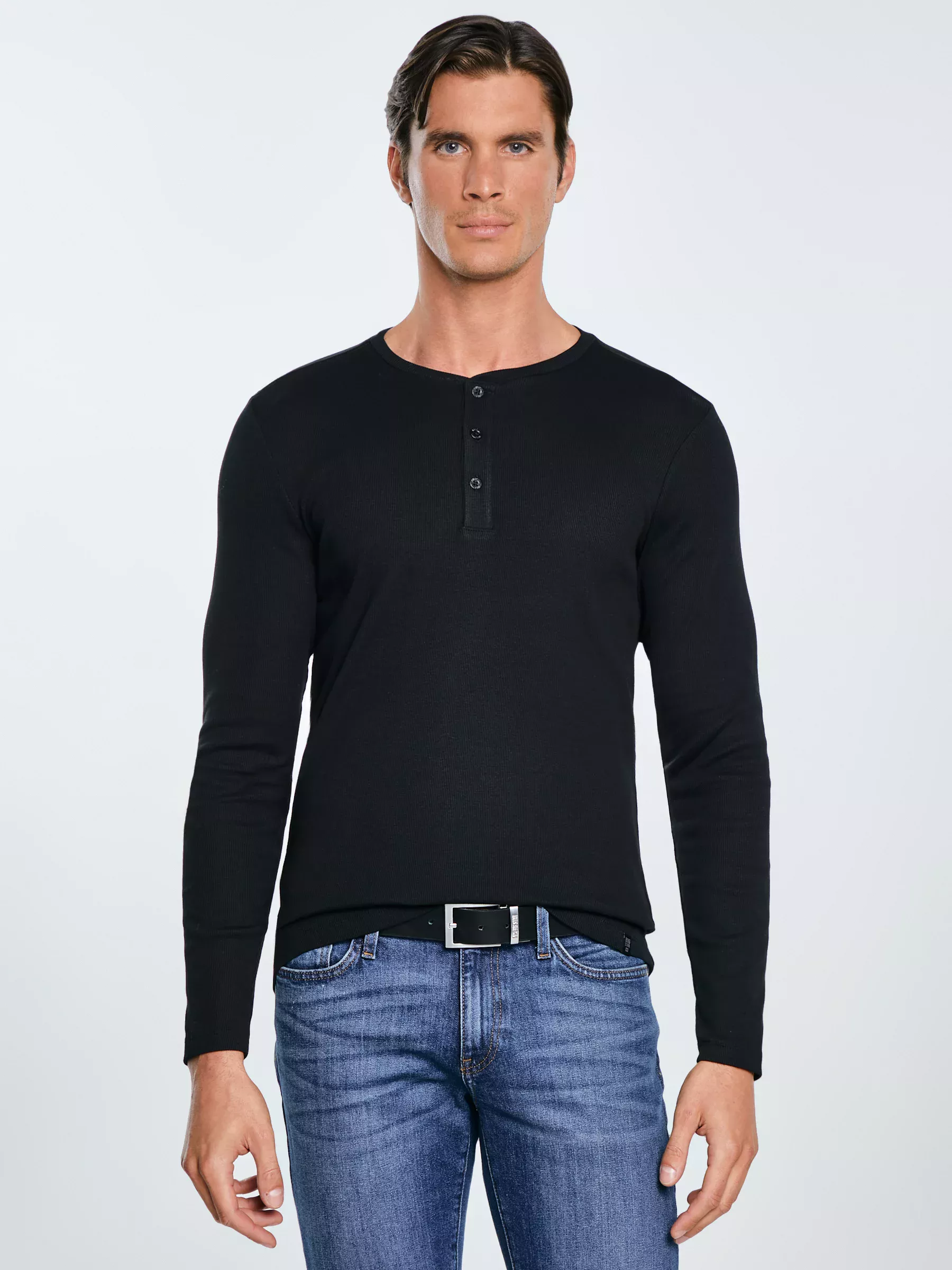 Bluzka męska z prążkowanej dzianiny czarna Icarus 906