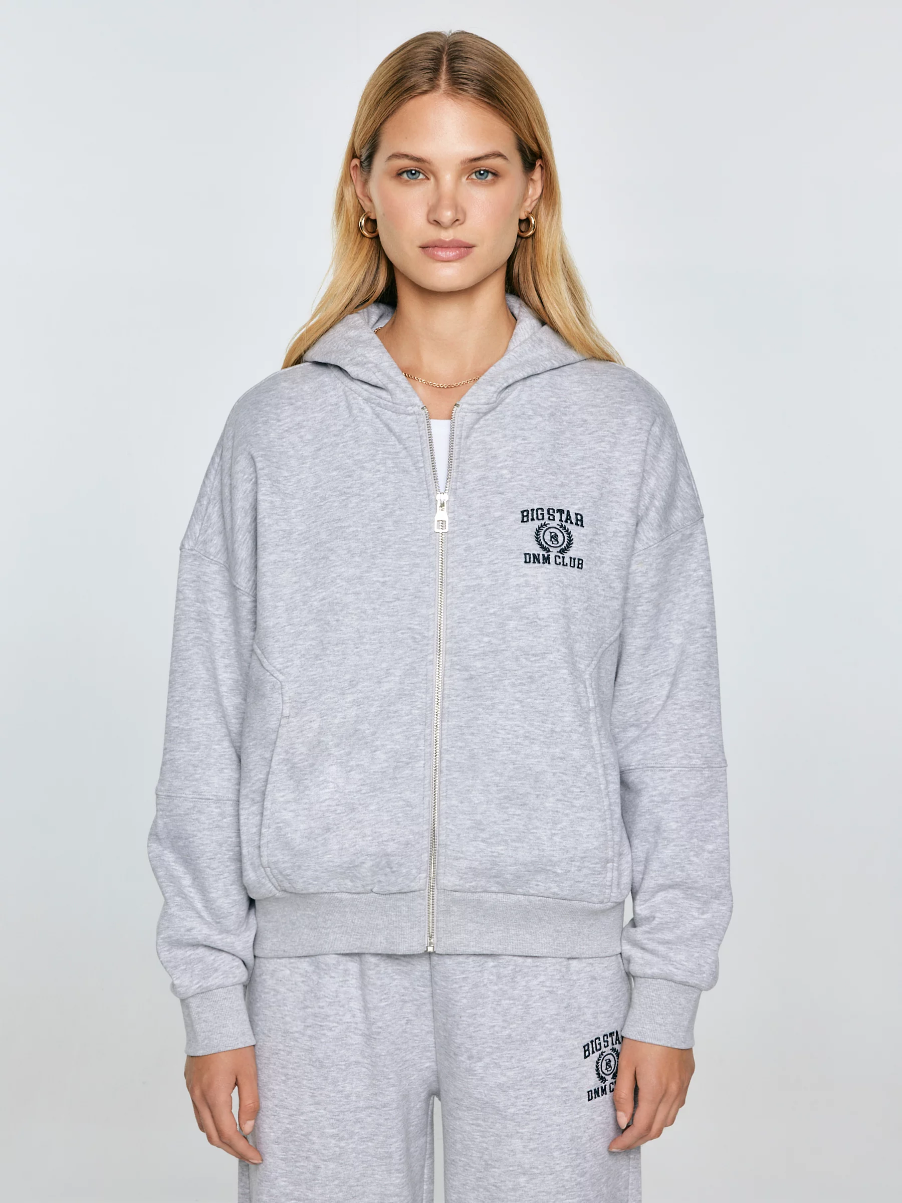 Bluza damska z kapturem rozpinana szara Madelina 901