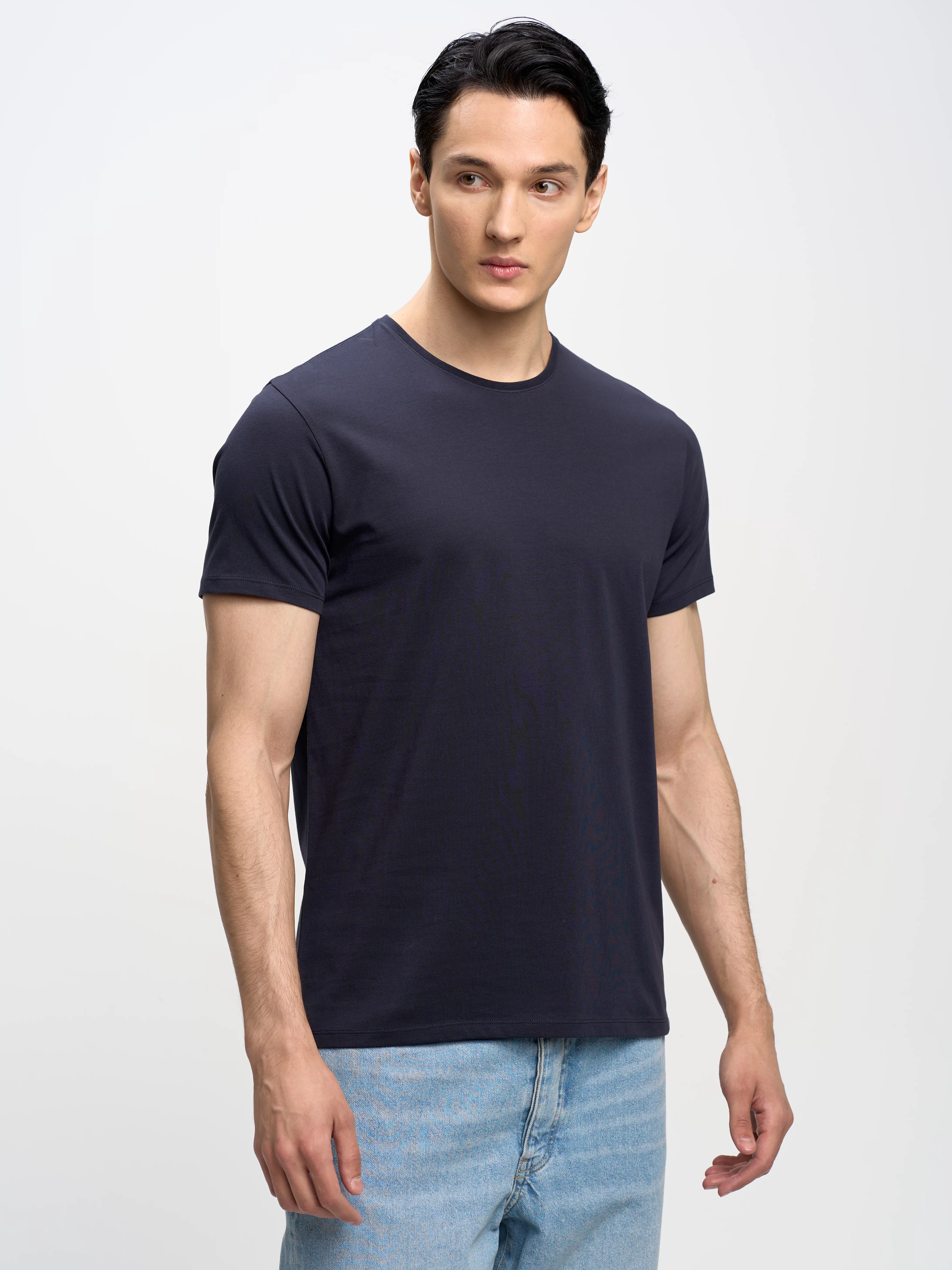 Koszulka męska z bawełny supima granatowa Supiclassic 403
