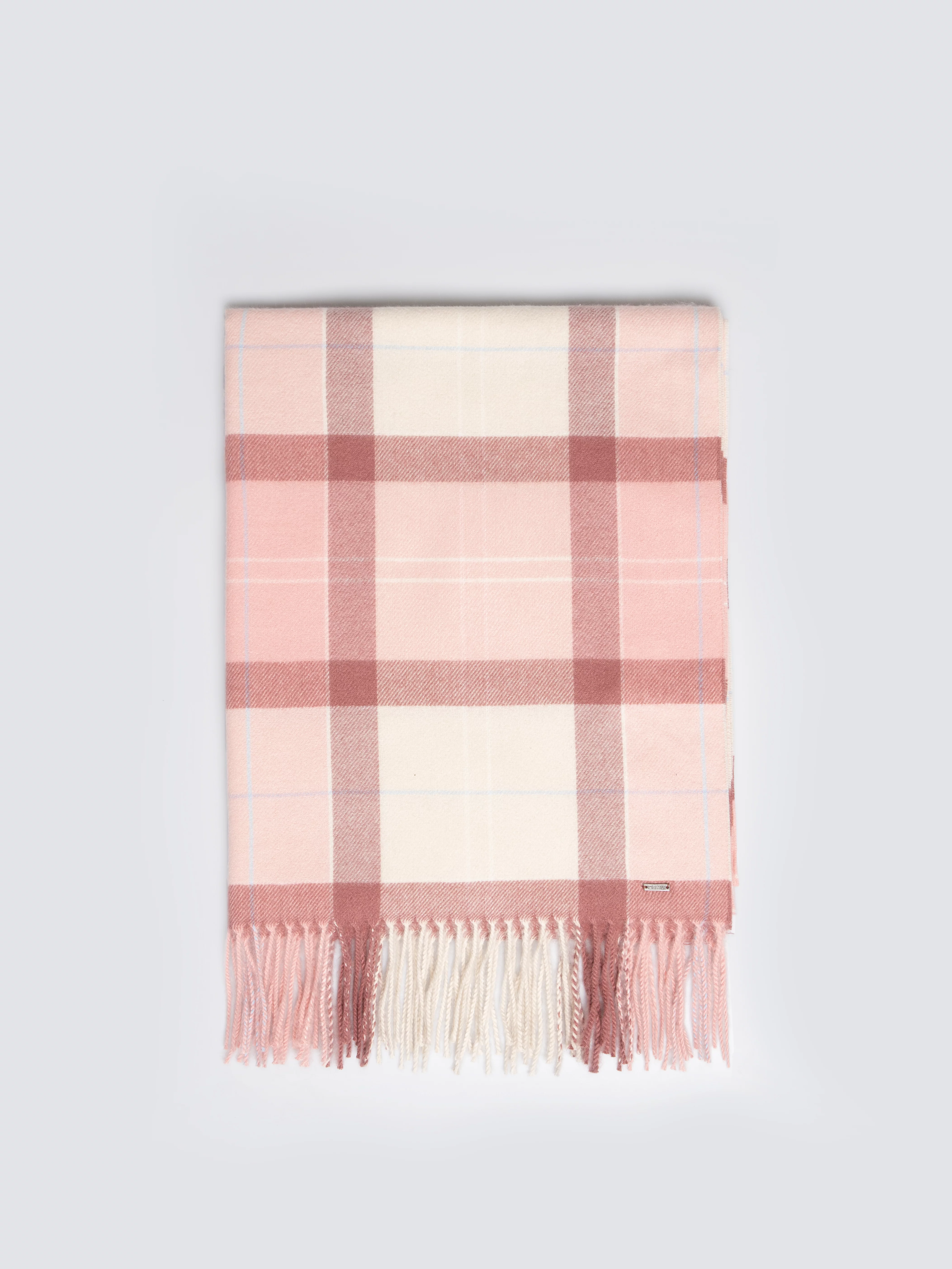 Szal damski w kratę różowy Saikas 601