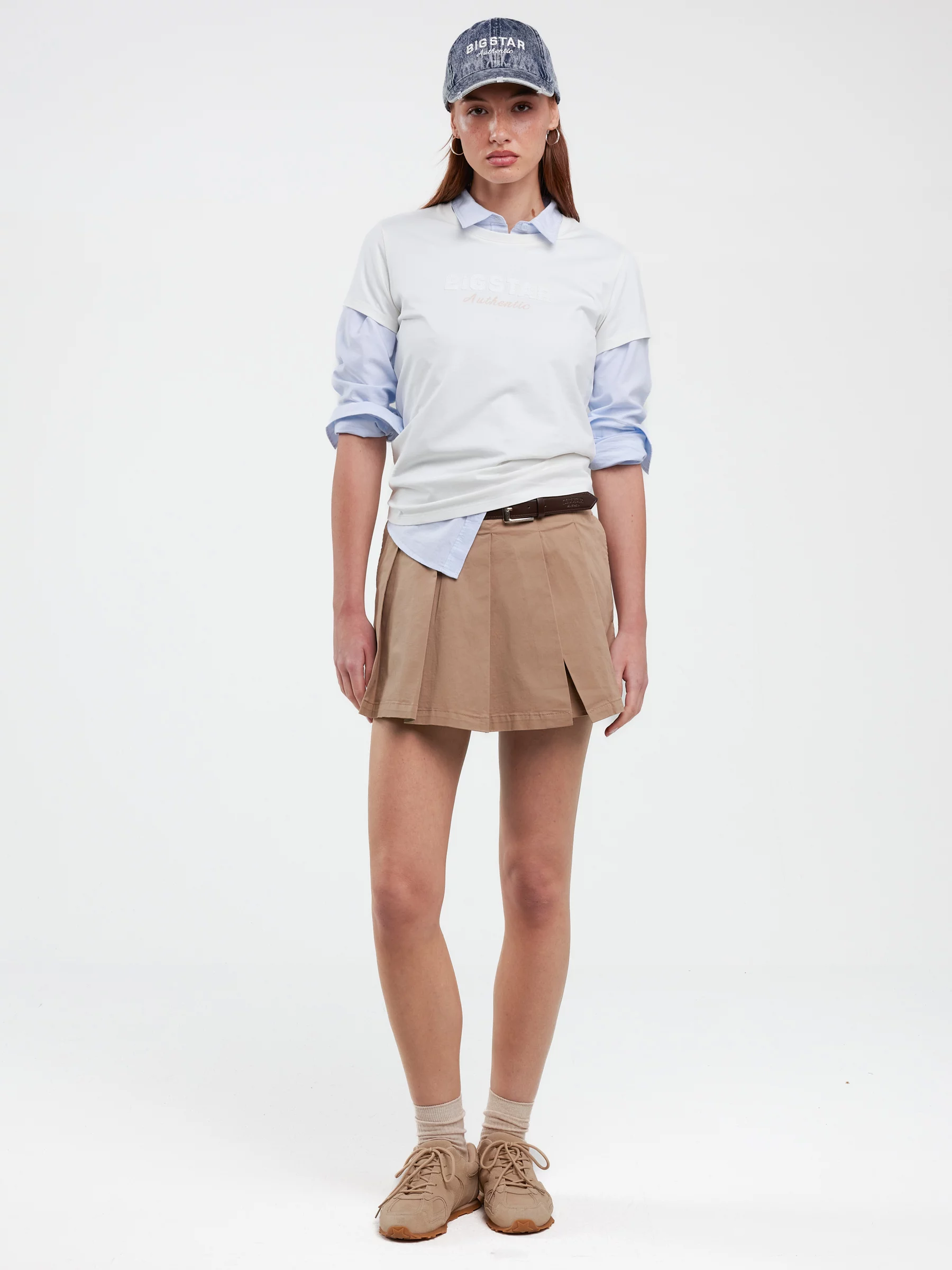 Spódnico-szorty damskie plisowane beżowe Brindi 801