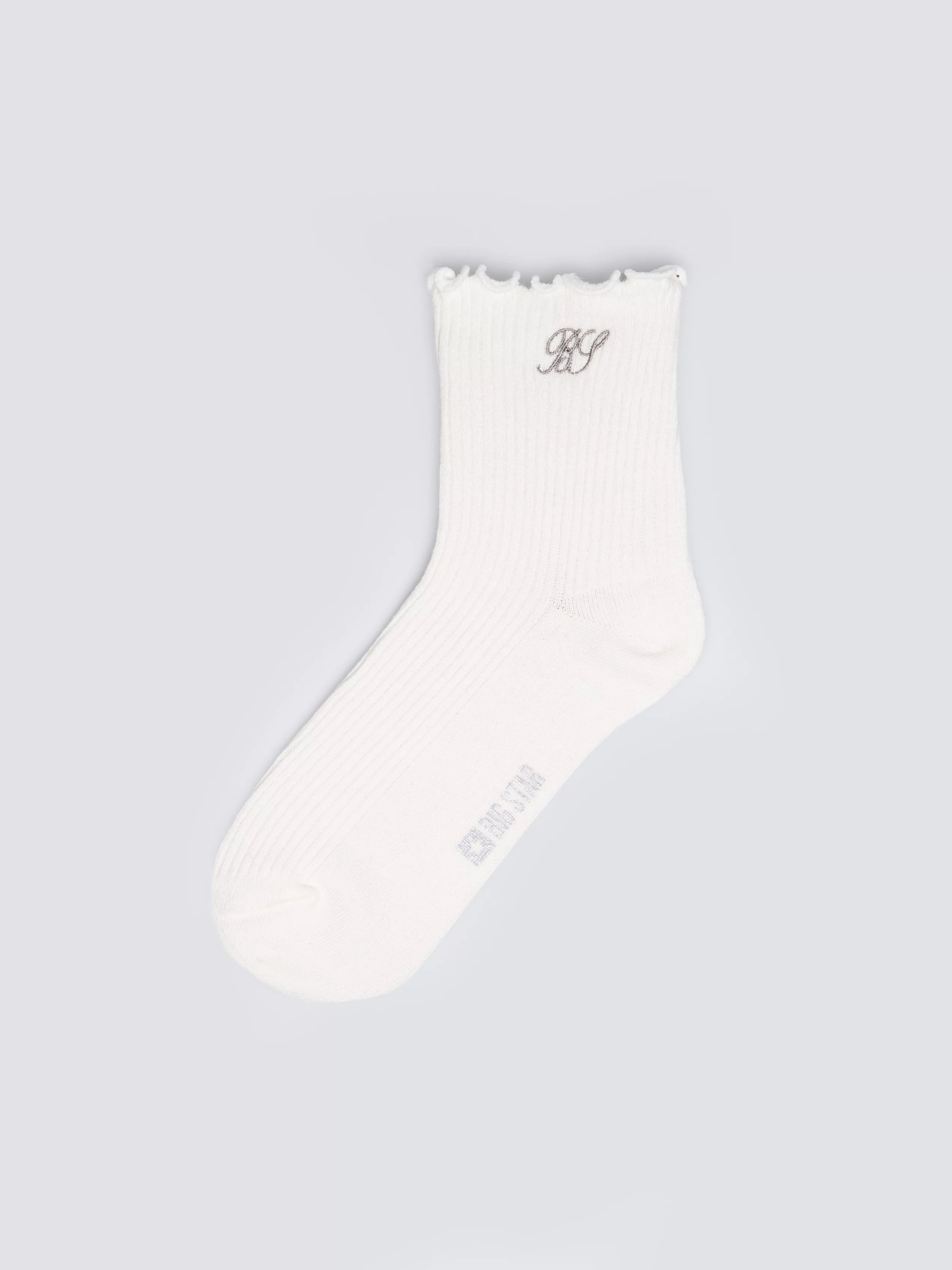 Skarpety dziewczęce prążkowane z falbanką kremowe Olivia 102