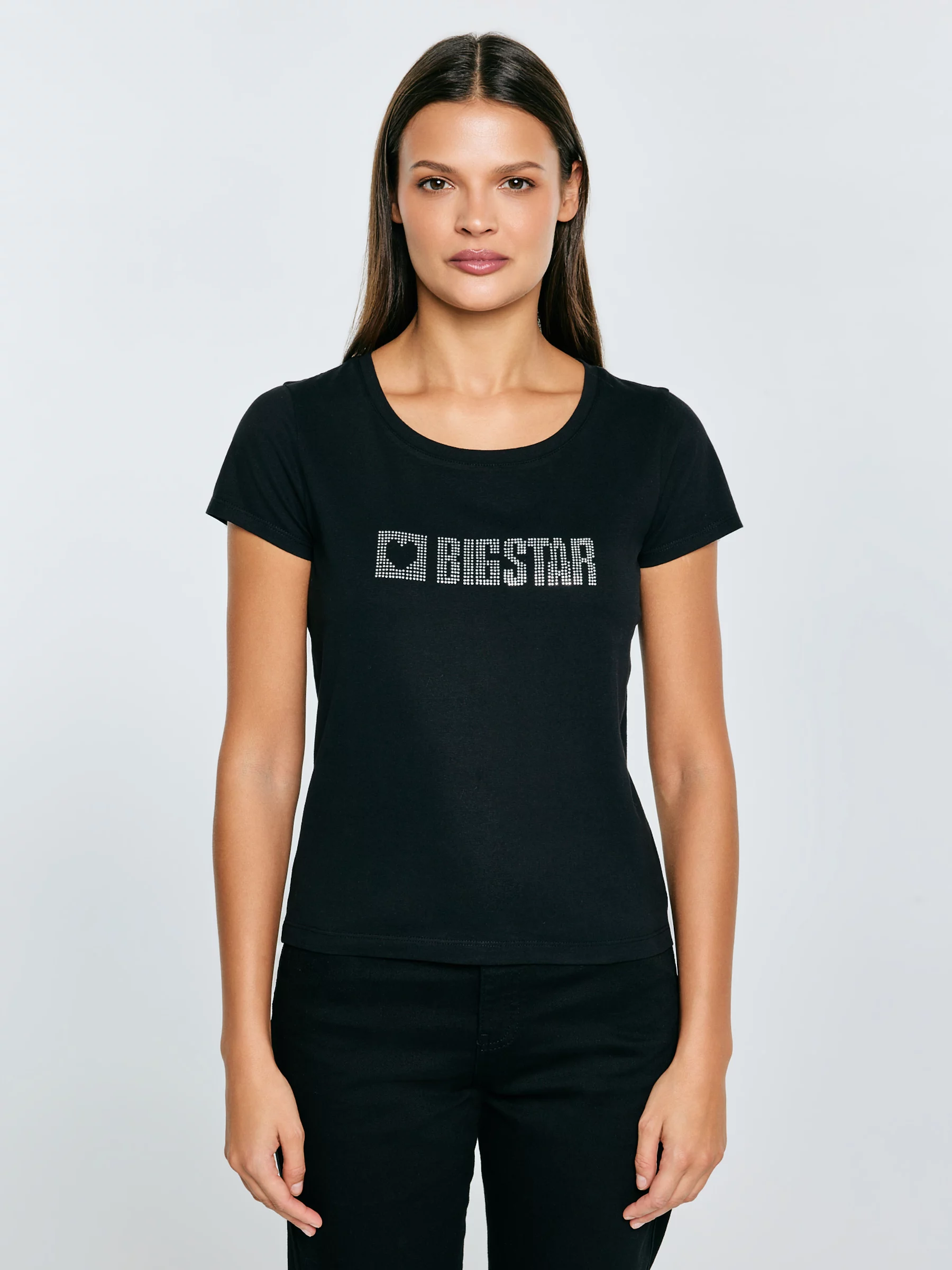 Koszulka damska z logo BIG STAR z cyrkonii czarna Avra 906
