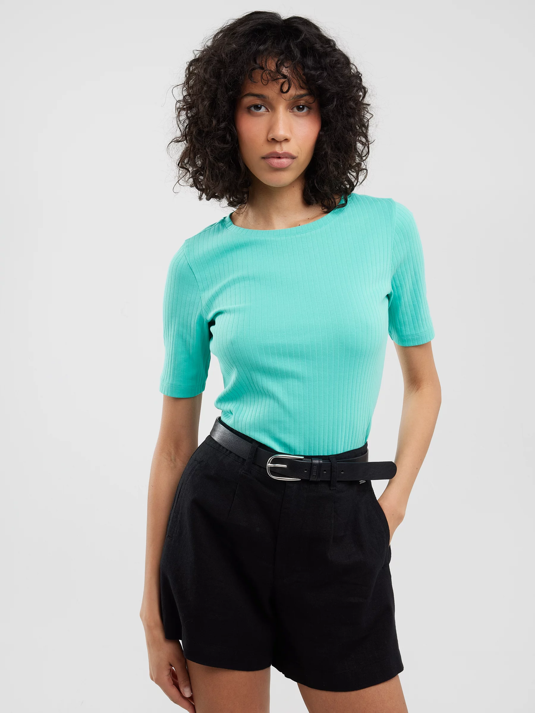 Koszulka damska w prążek turkusowa Alessa 302
