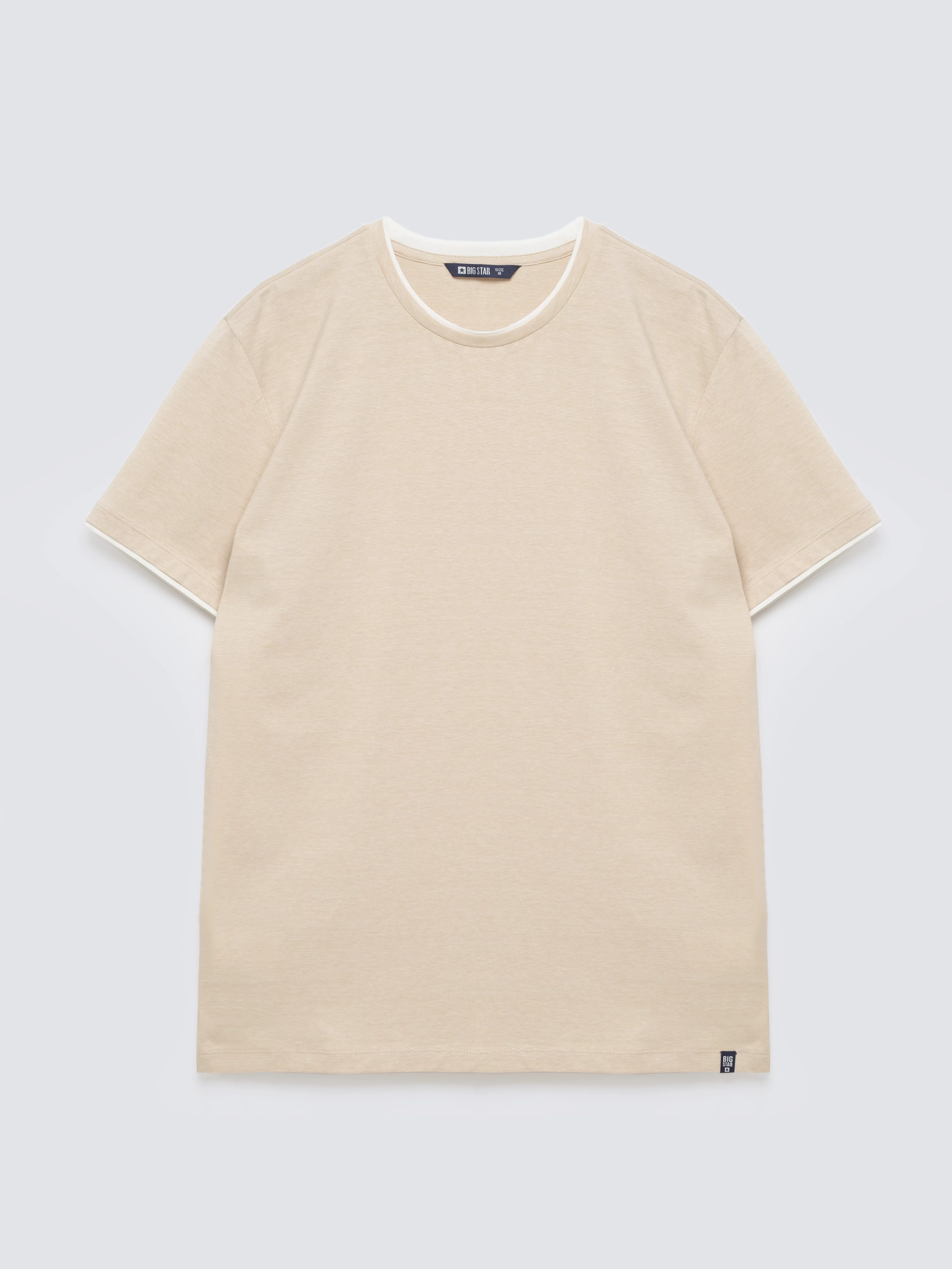 Koszulka męska w drobne paski beżowa Fredriser 801