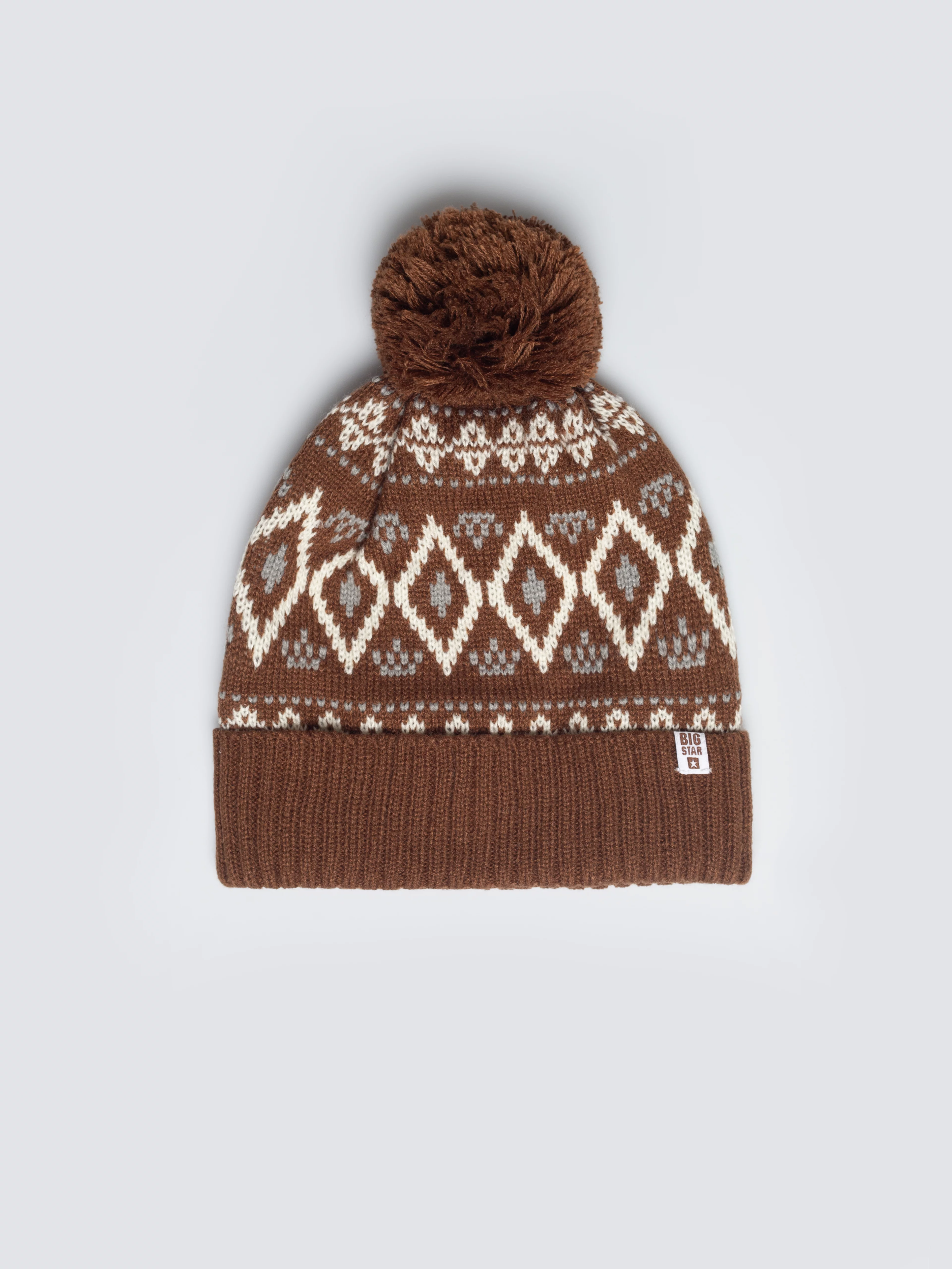 Czapka zimowa z pomponem brązowa Igory 804