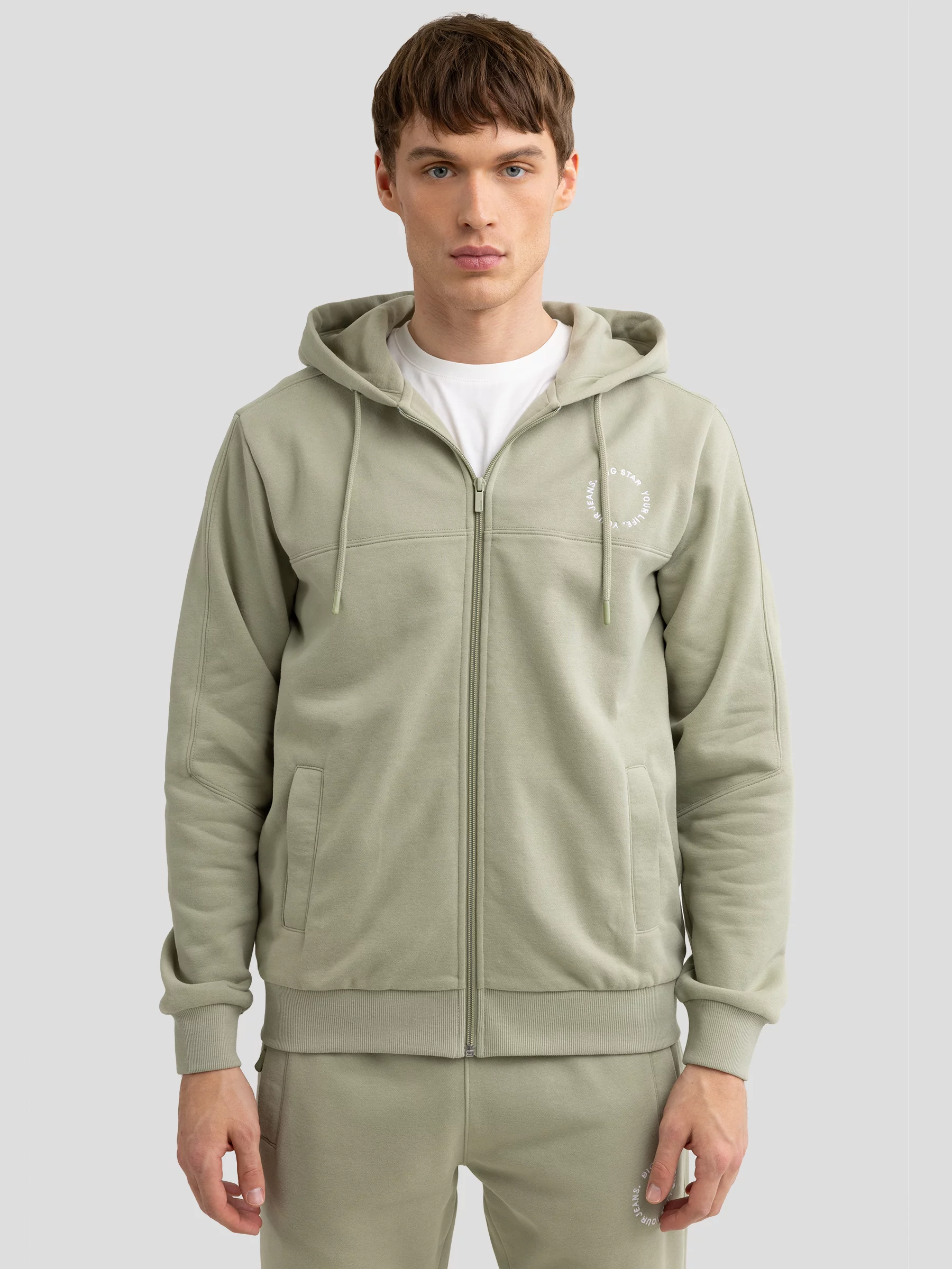 Bluza męska z kapturem pistacjowa Ajron 300/ Kersyn 300