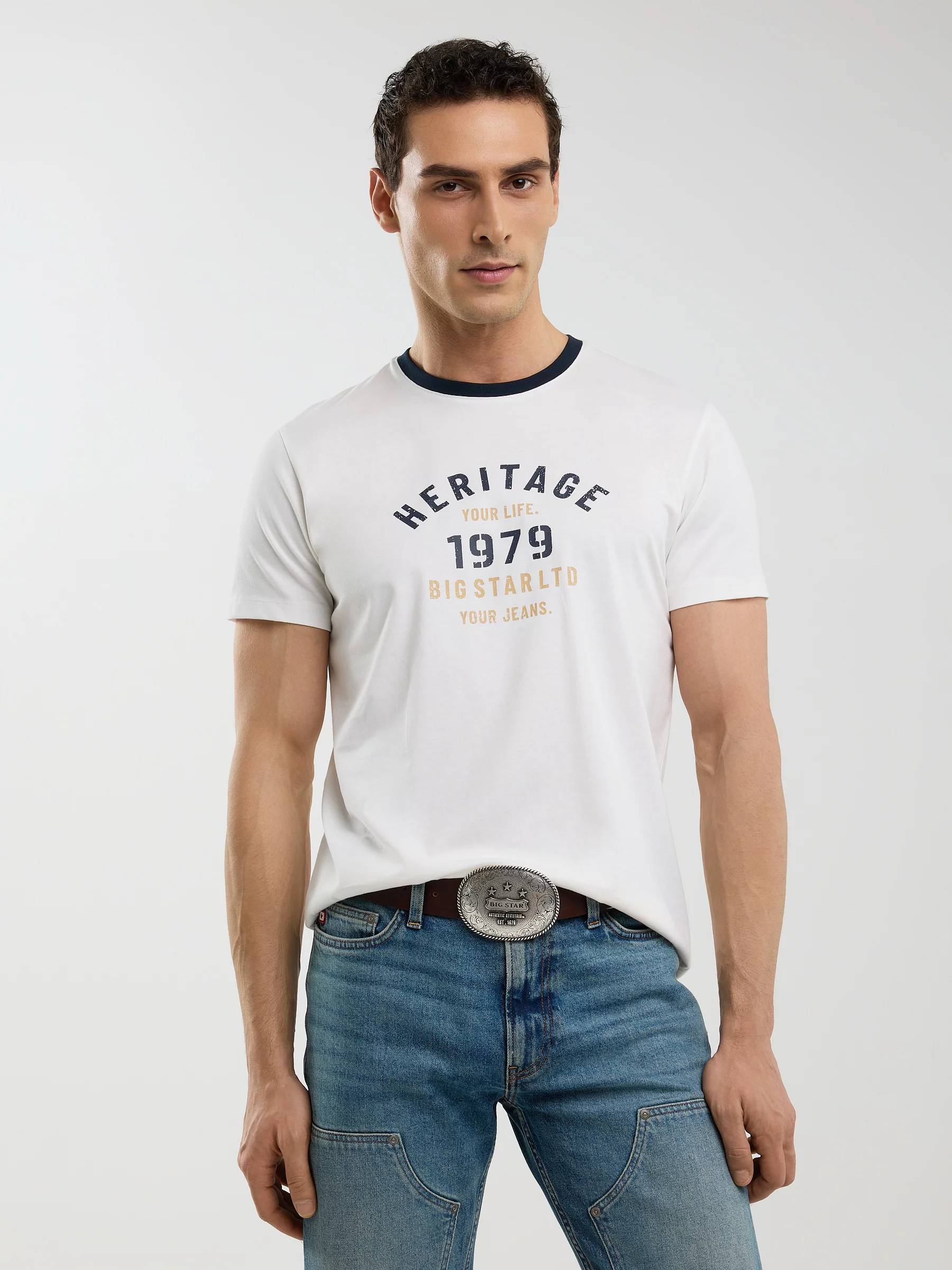 Koszulka męska z nadrukiem biała Jaros 100