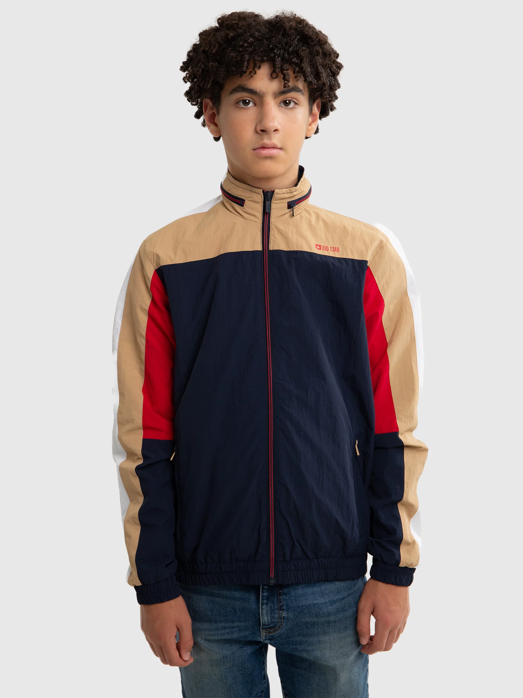 Kurtka chłopięca przejściowa z kapturem granatowa Arian 403