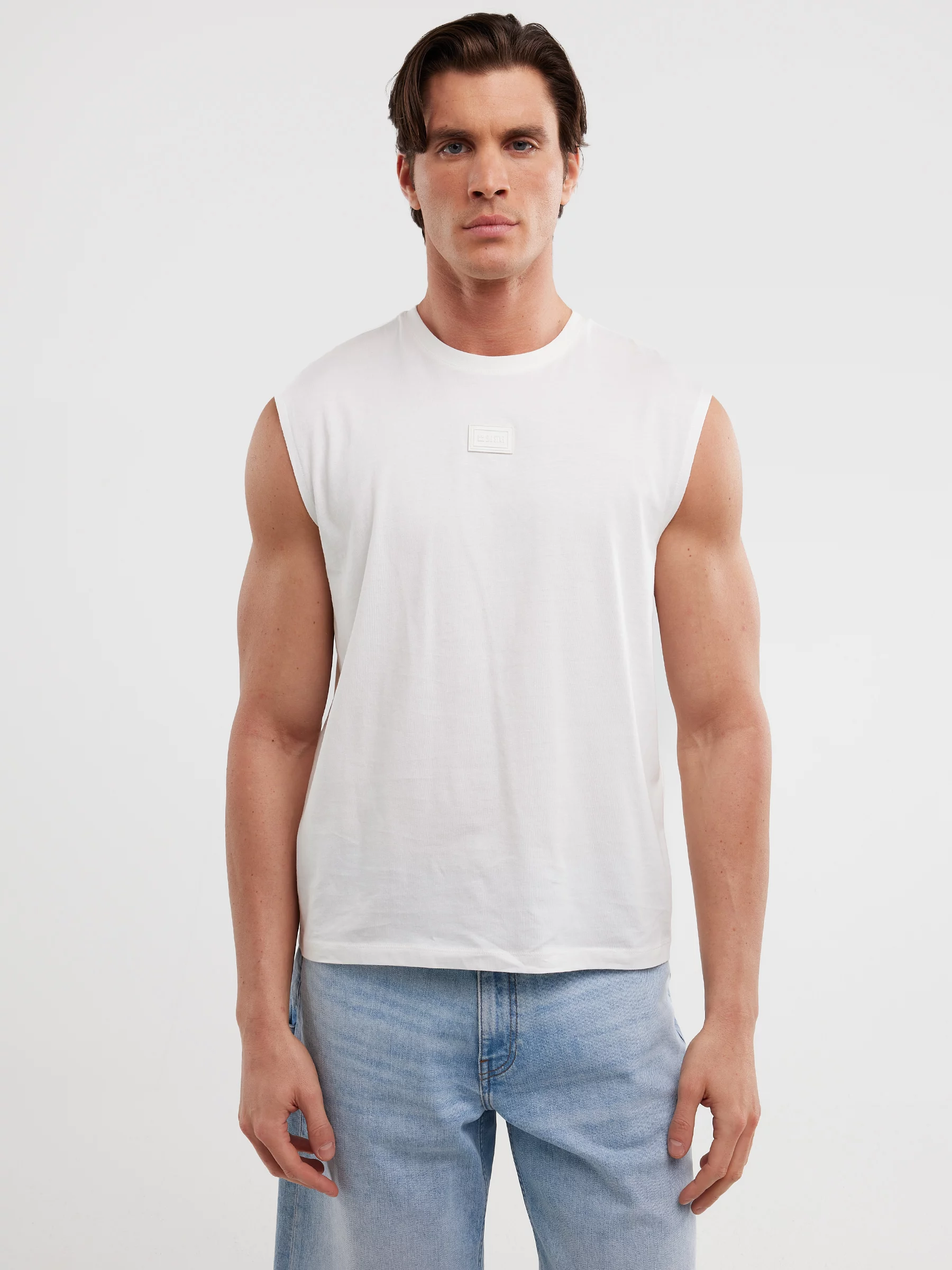 Koszulka męska bez rękawów biała Irrer 100