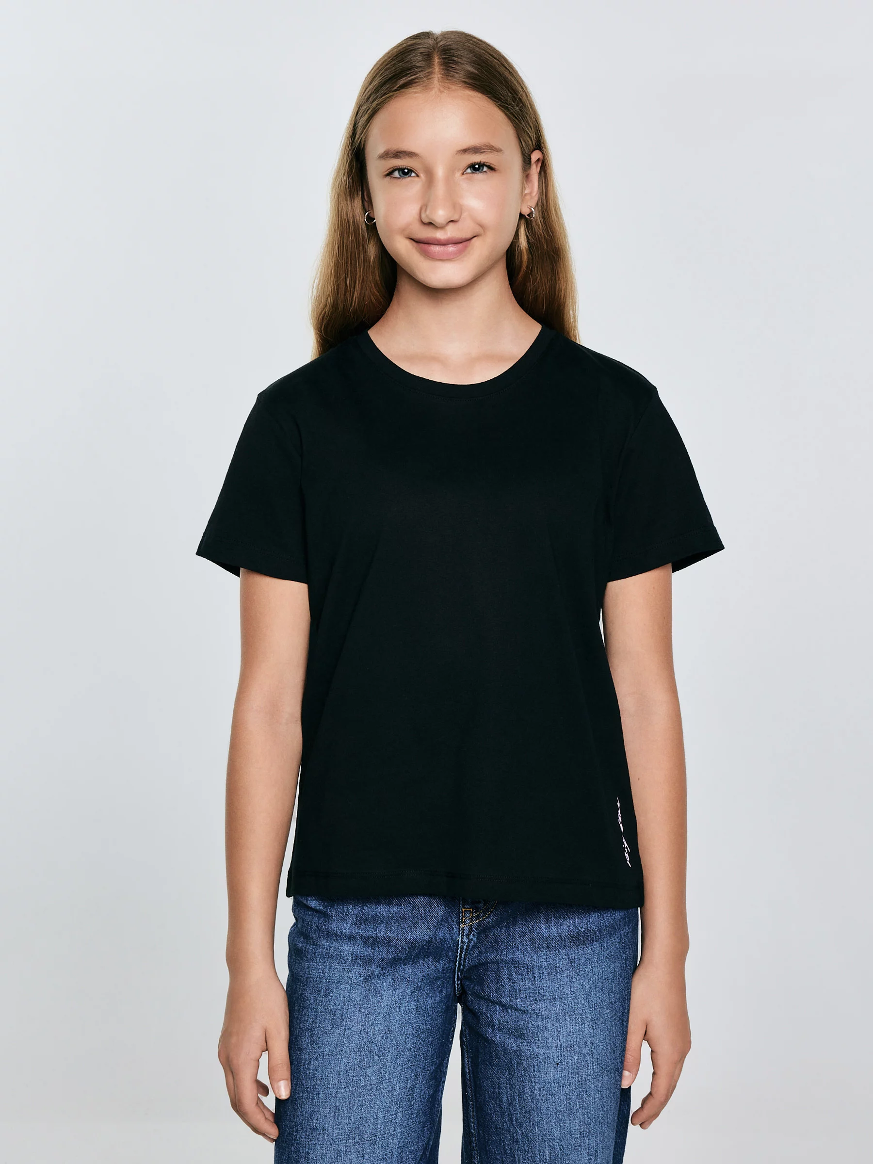 Koszulka dziewczęca z krótkim rękawem czarna Basseca 906