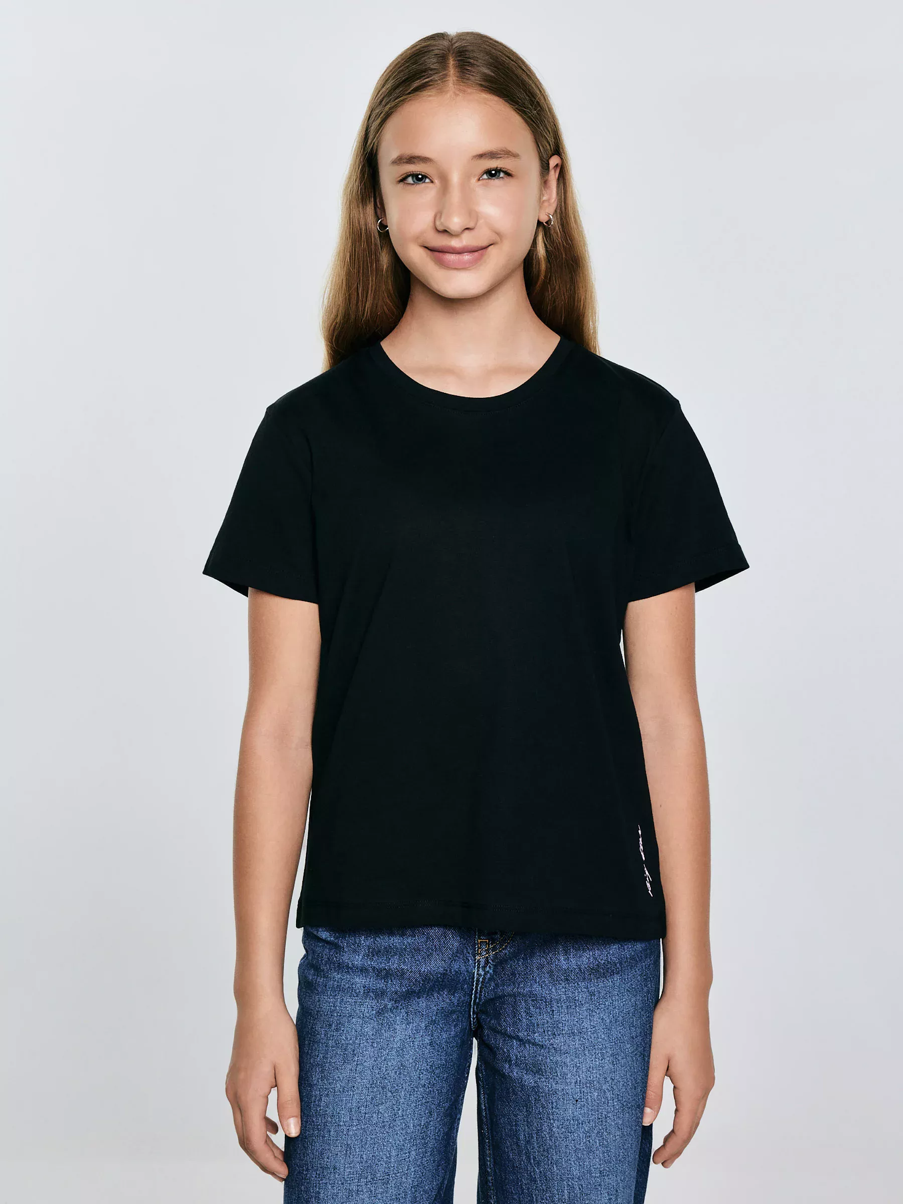 Koszulka dziewczęca z krótkim rękawem czarna Basseca 906