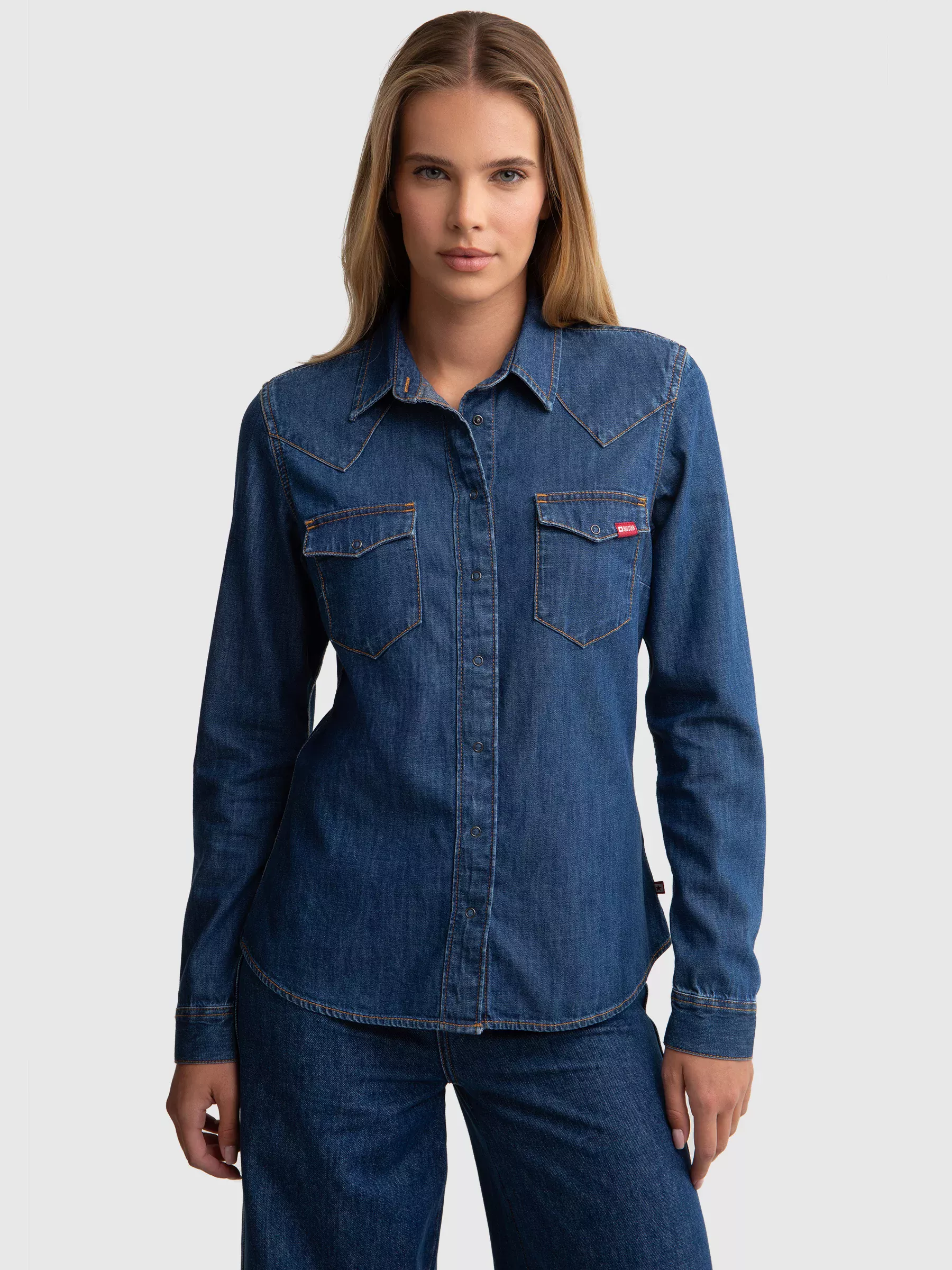 Koszula damska jeansowa slim granatowa Norra 524