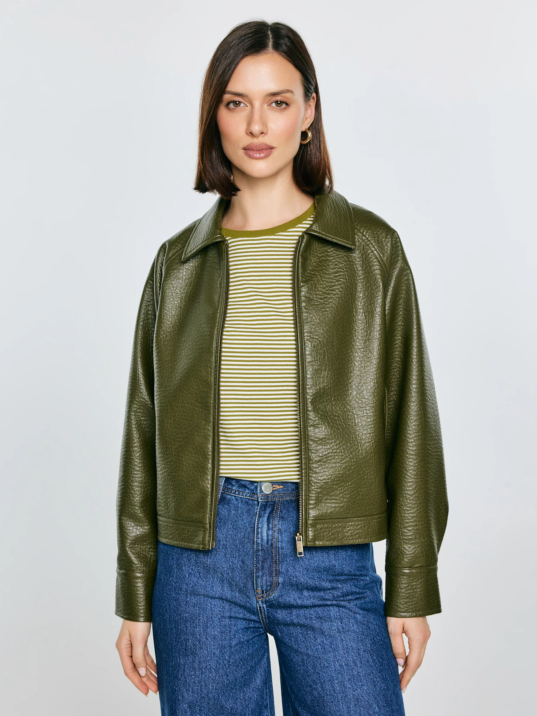 Kurtka damska ze skóry ekologicznej khaki Mackenzie 301