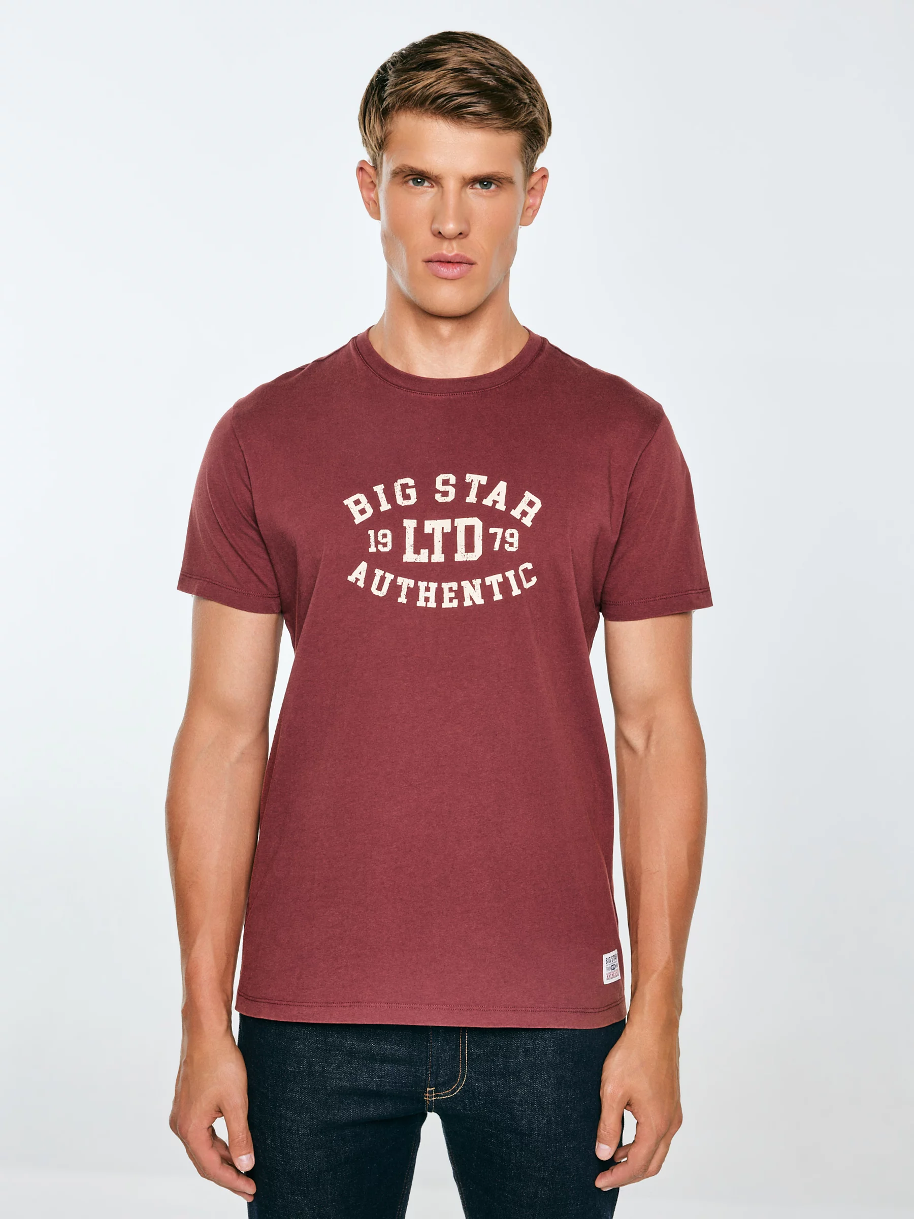 Koszulka męska z nadrukiem bordowa Teller 604