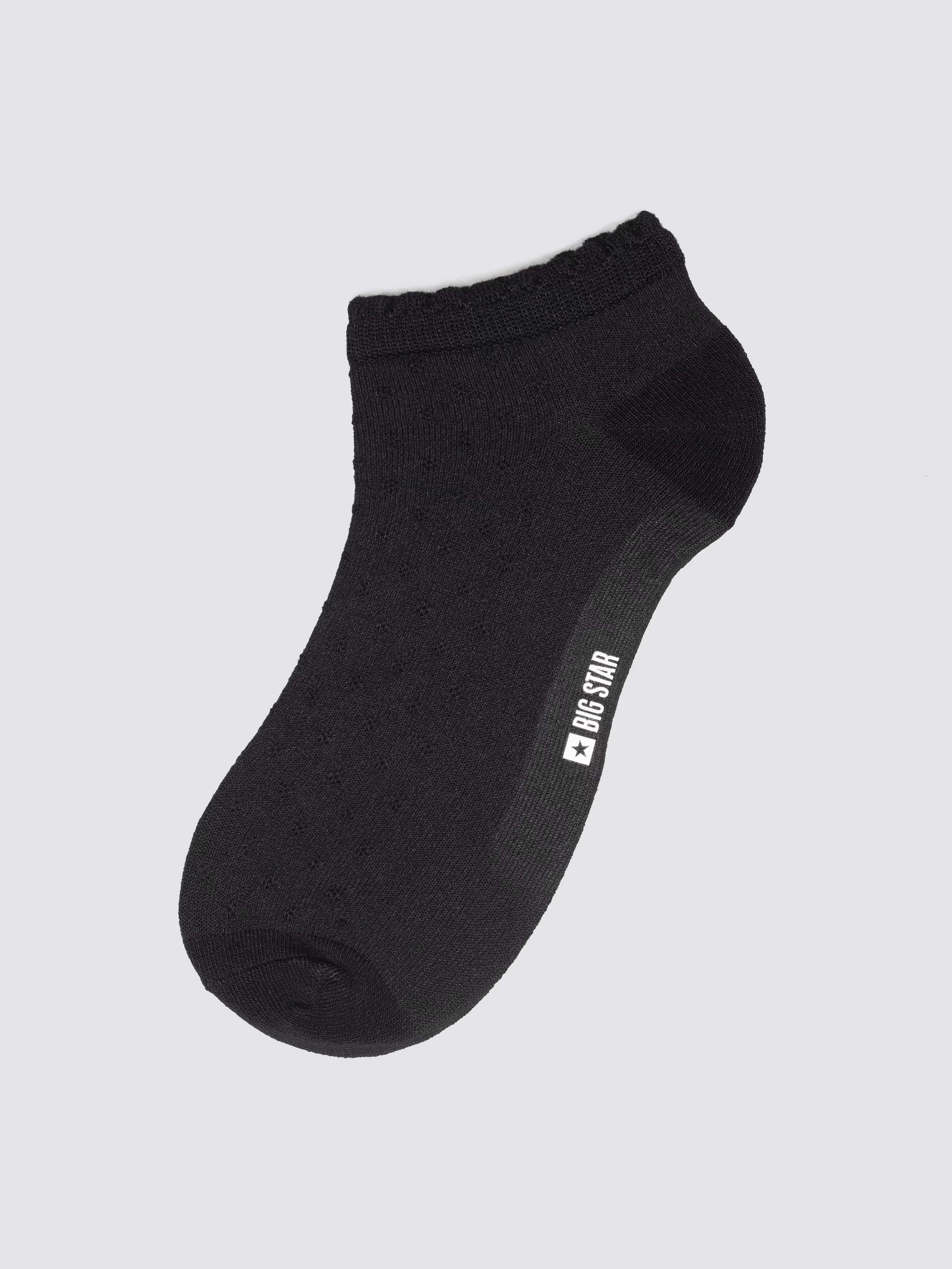 Stopki damskie z ozdobną falbanką z wiskozy czarne Casandra 906