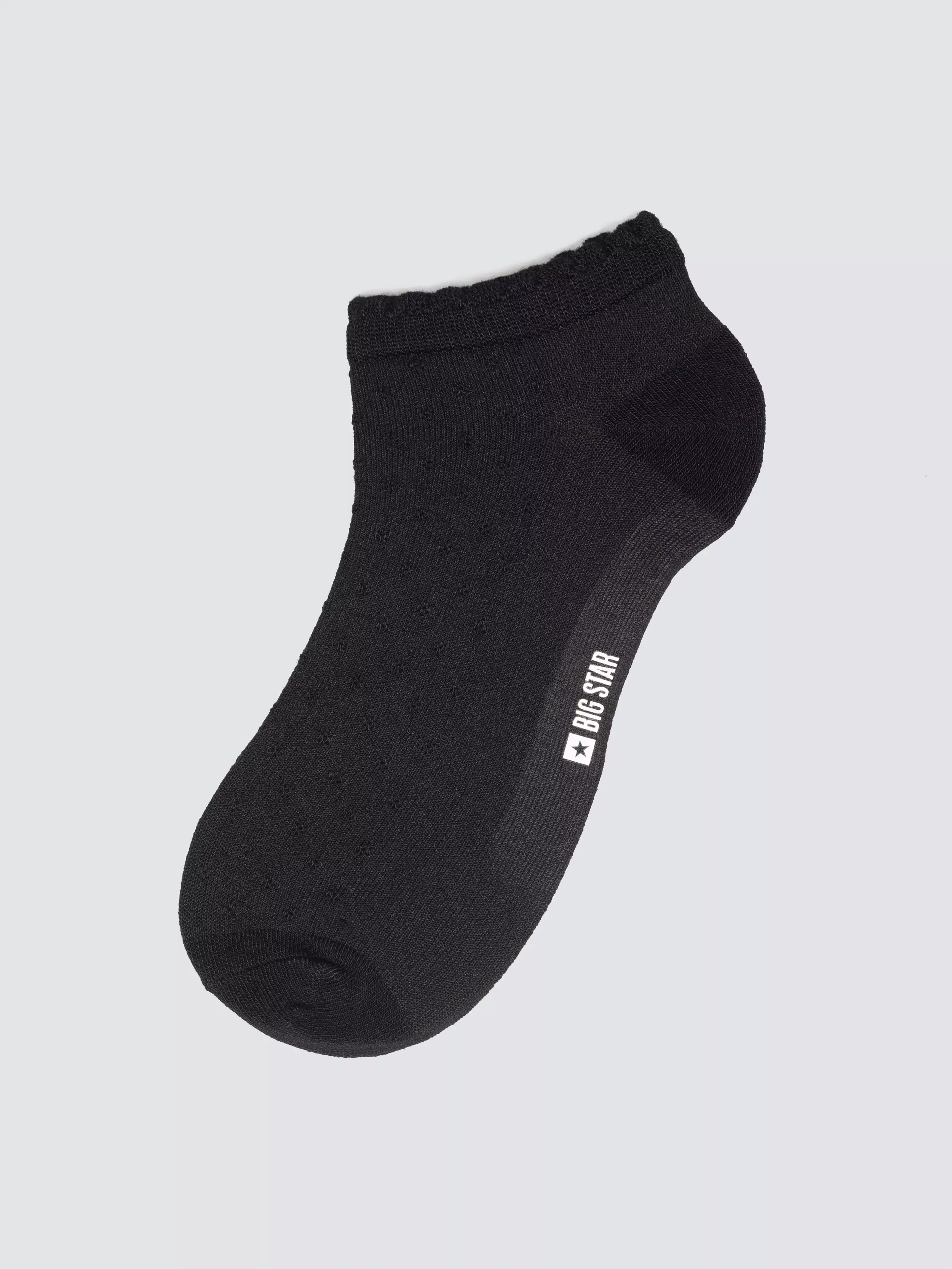 Stopki damskie z ozdobną falbanką z wiskozy czarne Casandra 906