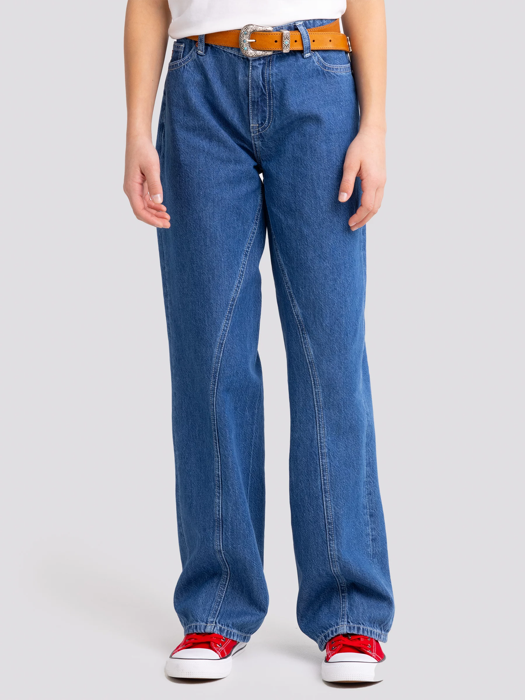 Jeansy dziewczęce z szeroką nogawką niebieskie Misaki 528