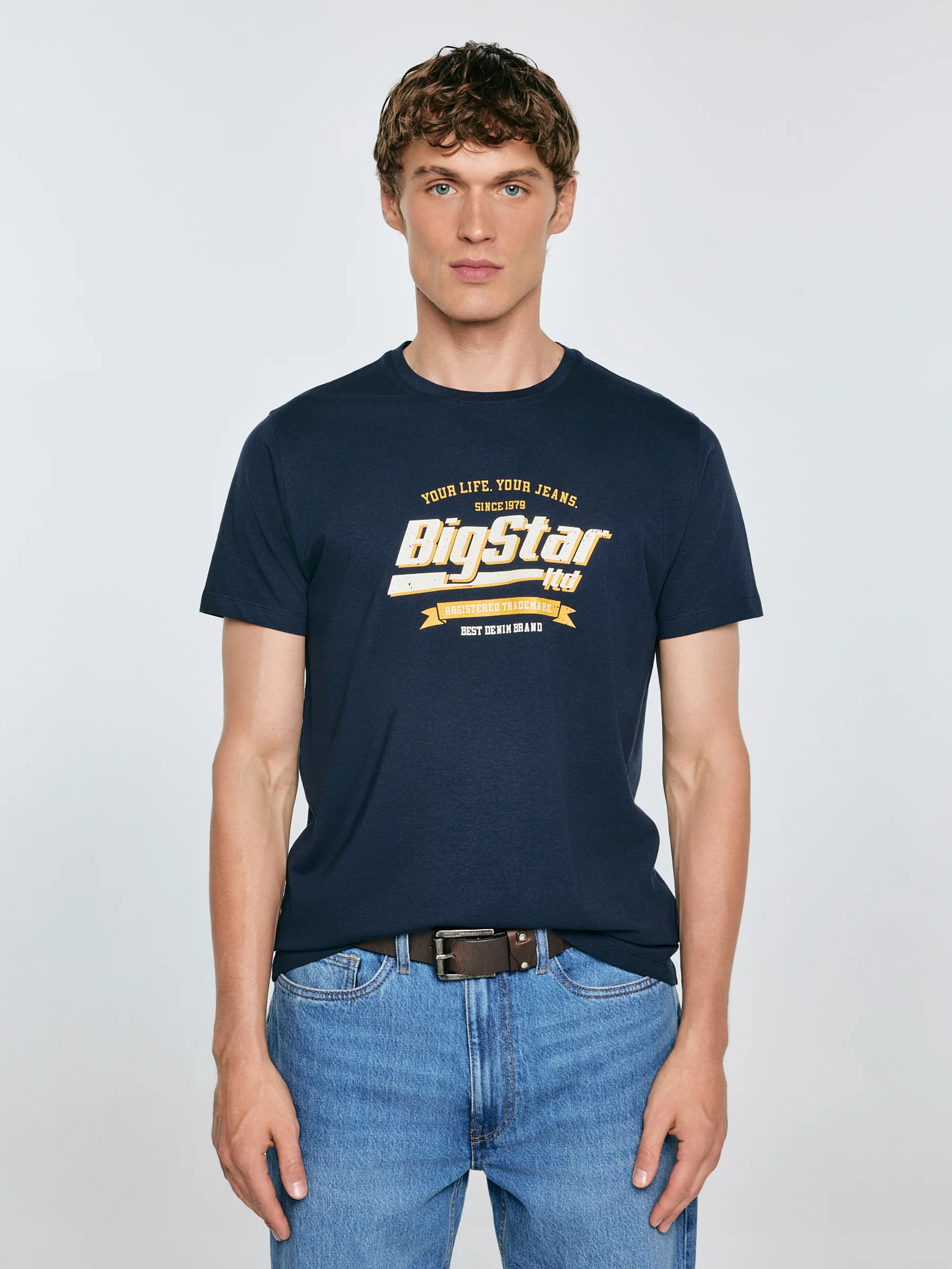 Koszulka męska z nadrukiem granatowa Briss 403