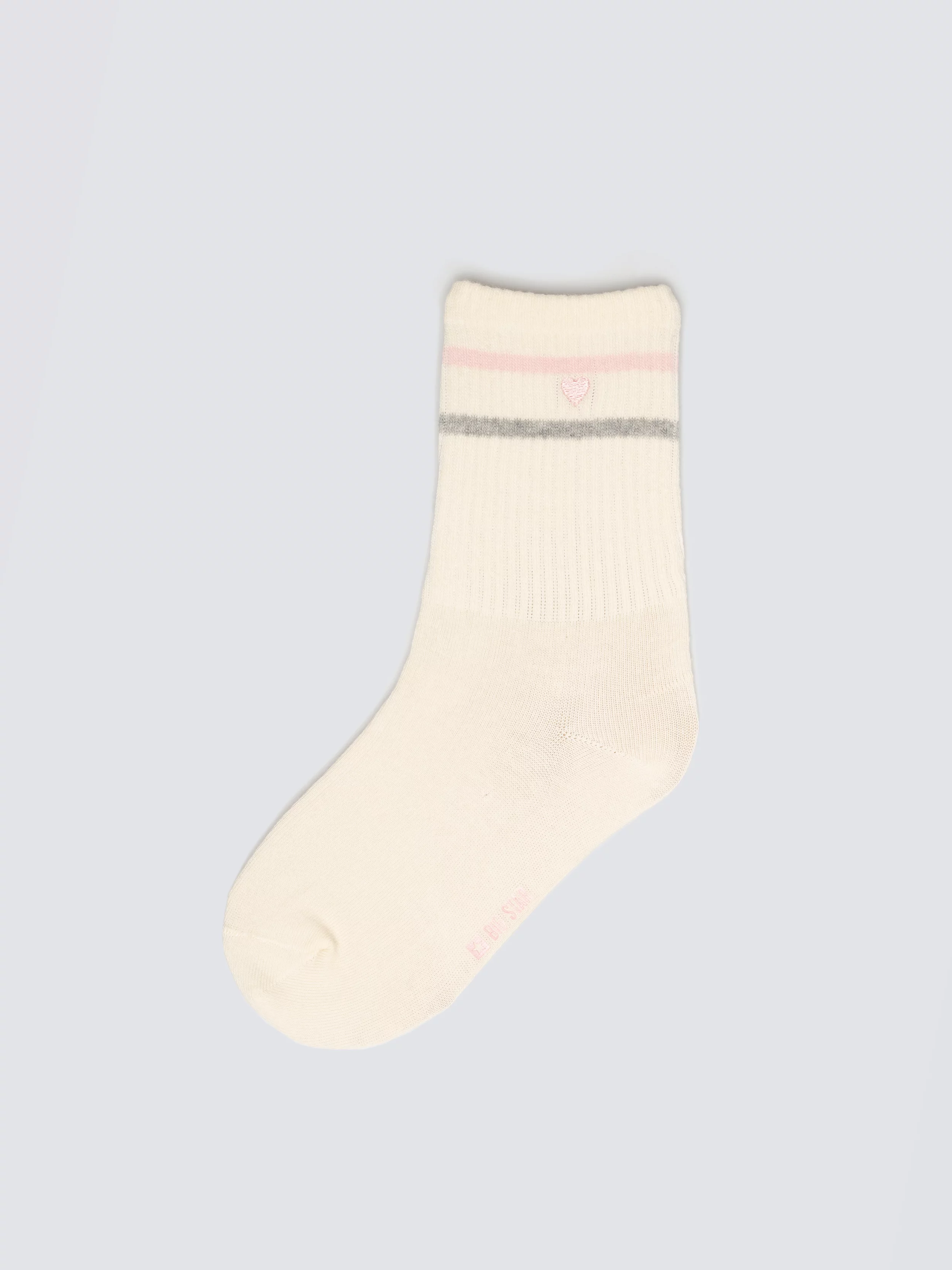 Skarpetki dziewczęce długie z kolorowymi paskami różowe Ruki 601