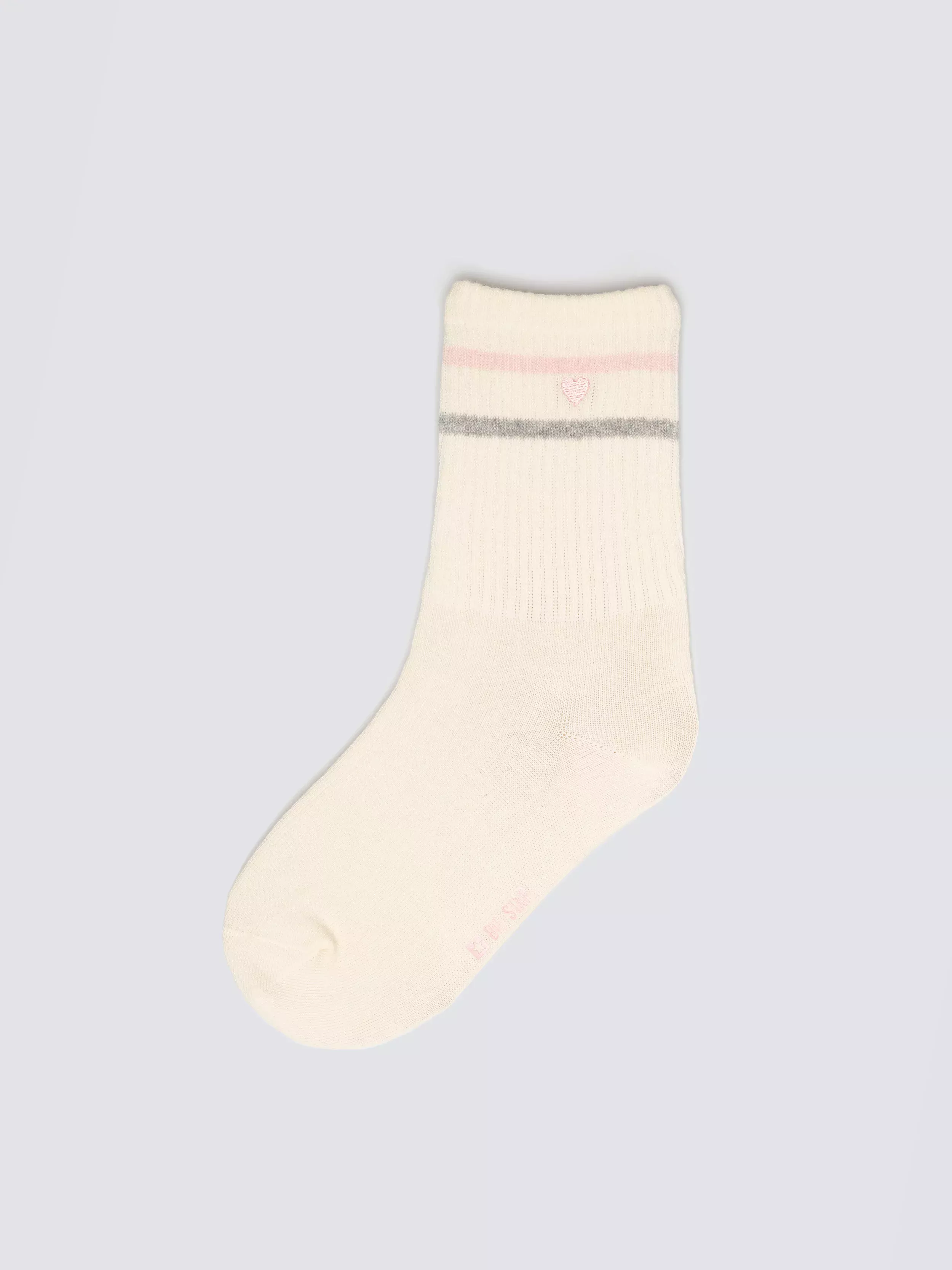 Skarpetki dziewczęce długie z kolorowymi paskami różowe Ruki 601