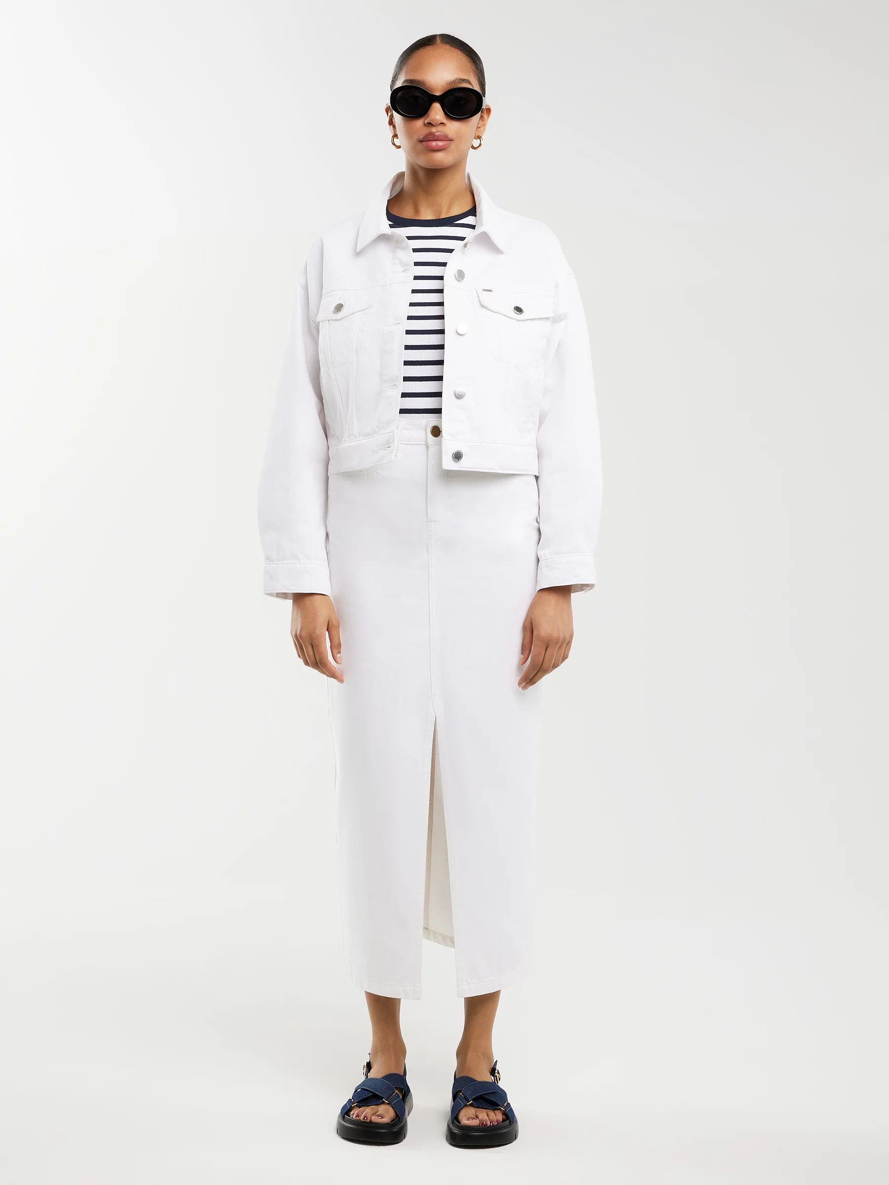 Spódnica damska midi jeansowa biała Tori 100