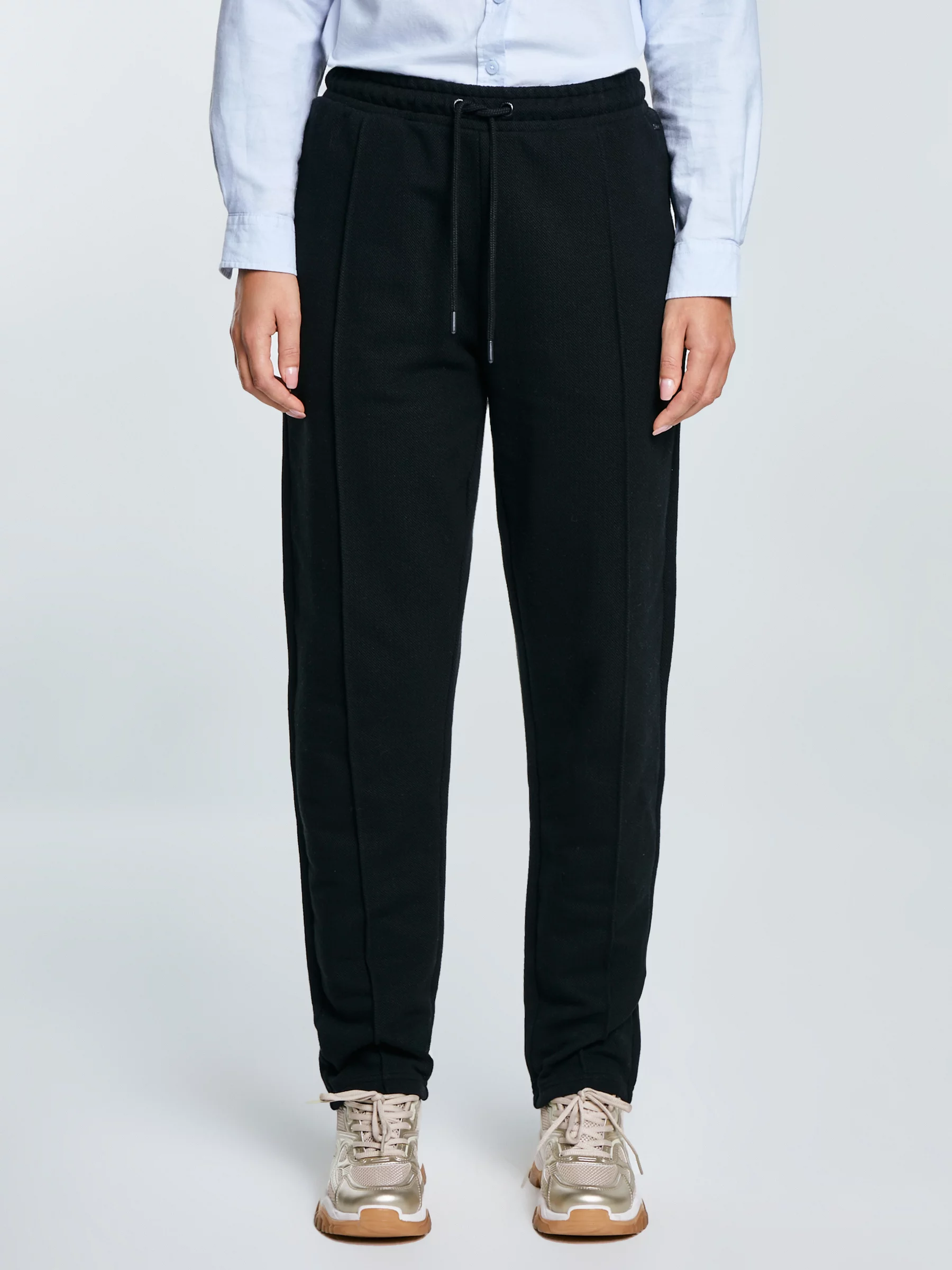 Spodnie damskie dresowe z przeszyciem czarne Pixelinap 906