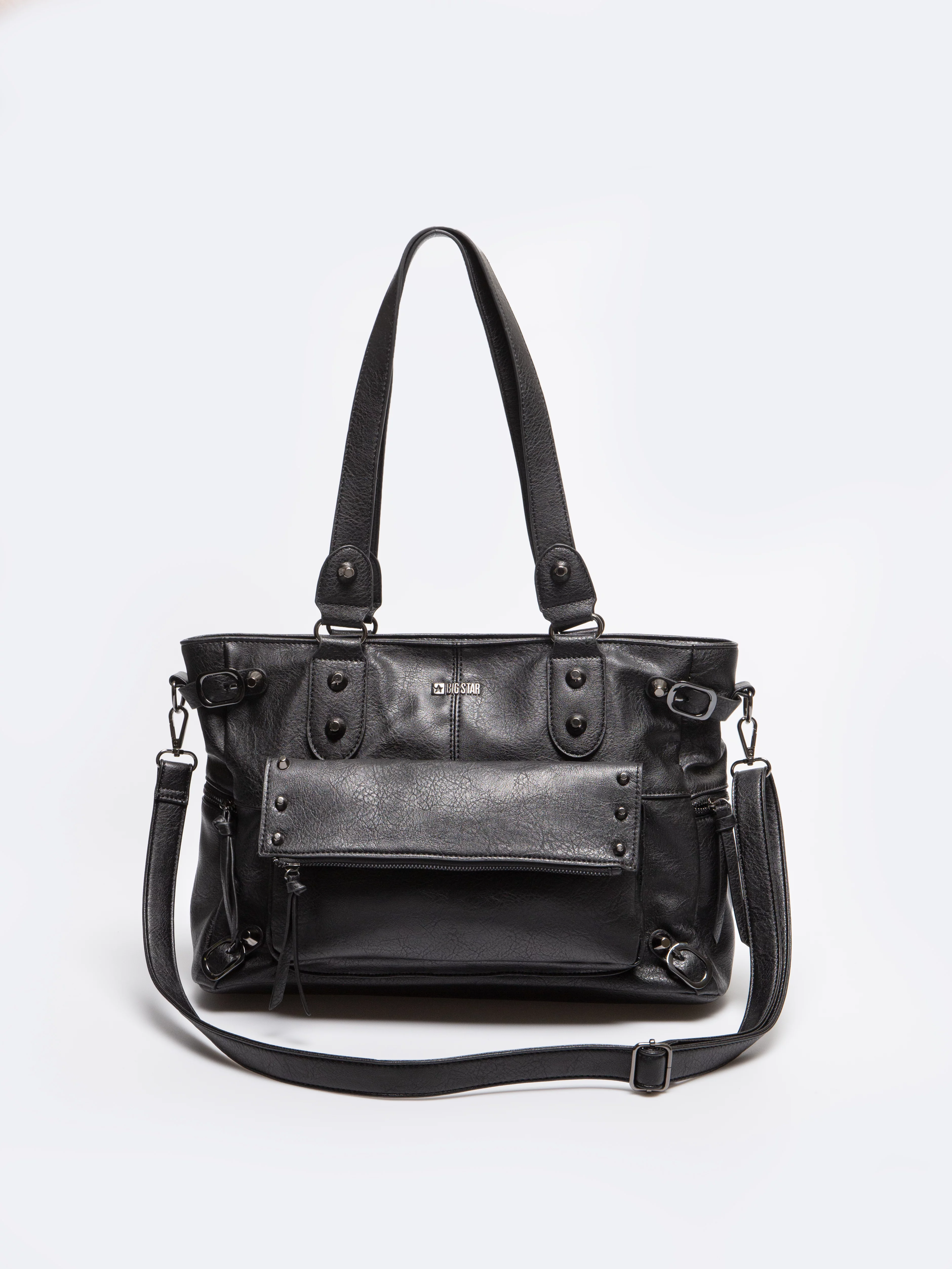 Torebka damska do ręki z dodatkowym paskiem czarna Vitea 906