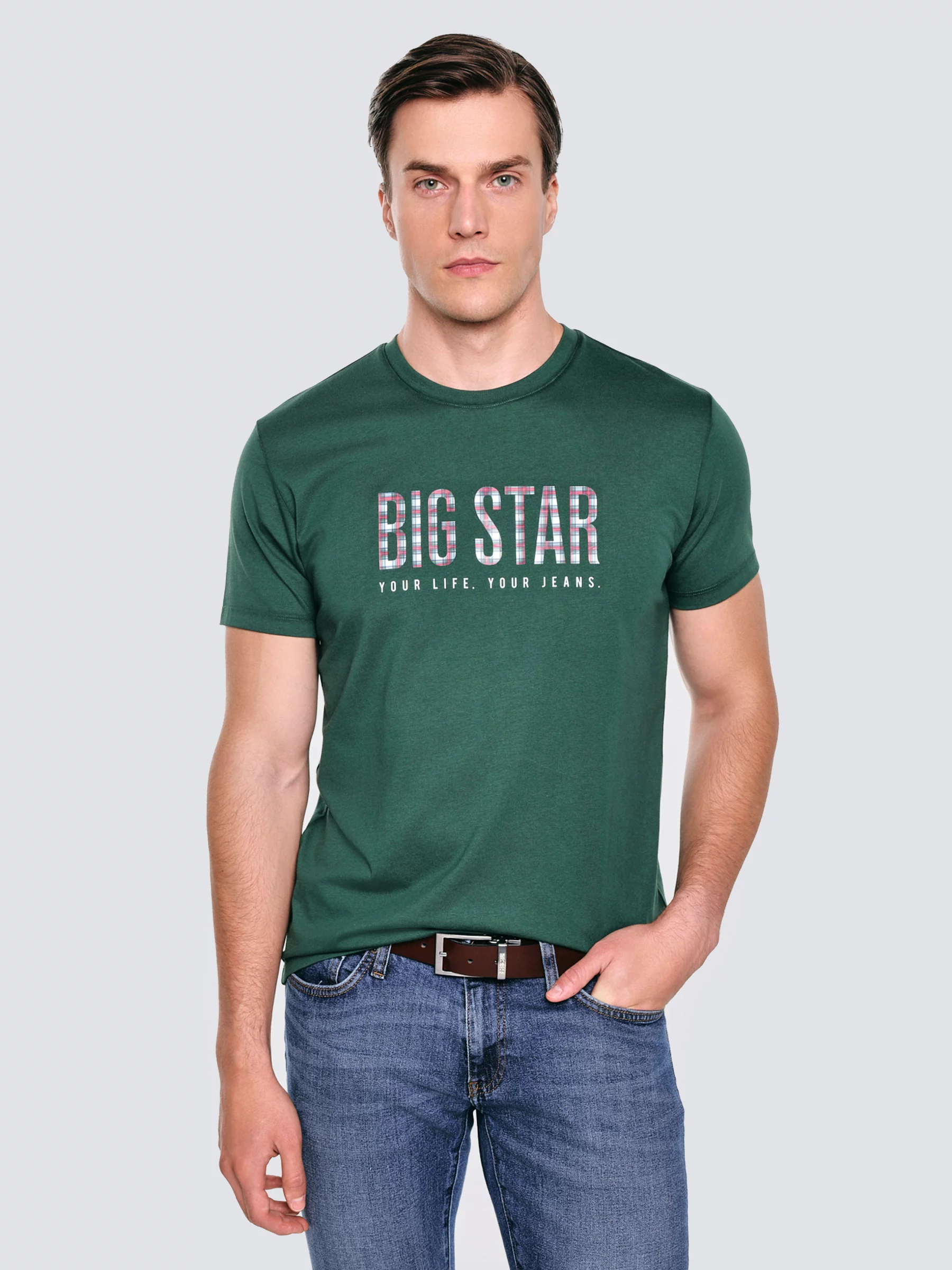 Koszulka męska z logo BIG STAR zielona Melsar 304