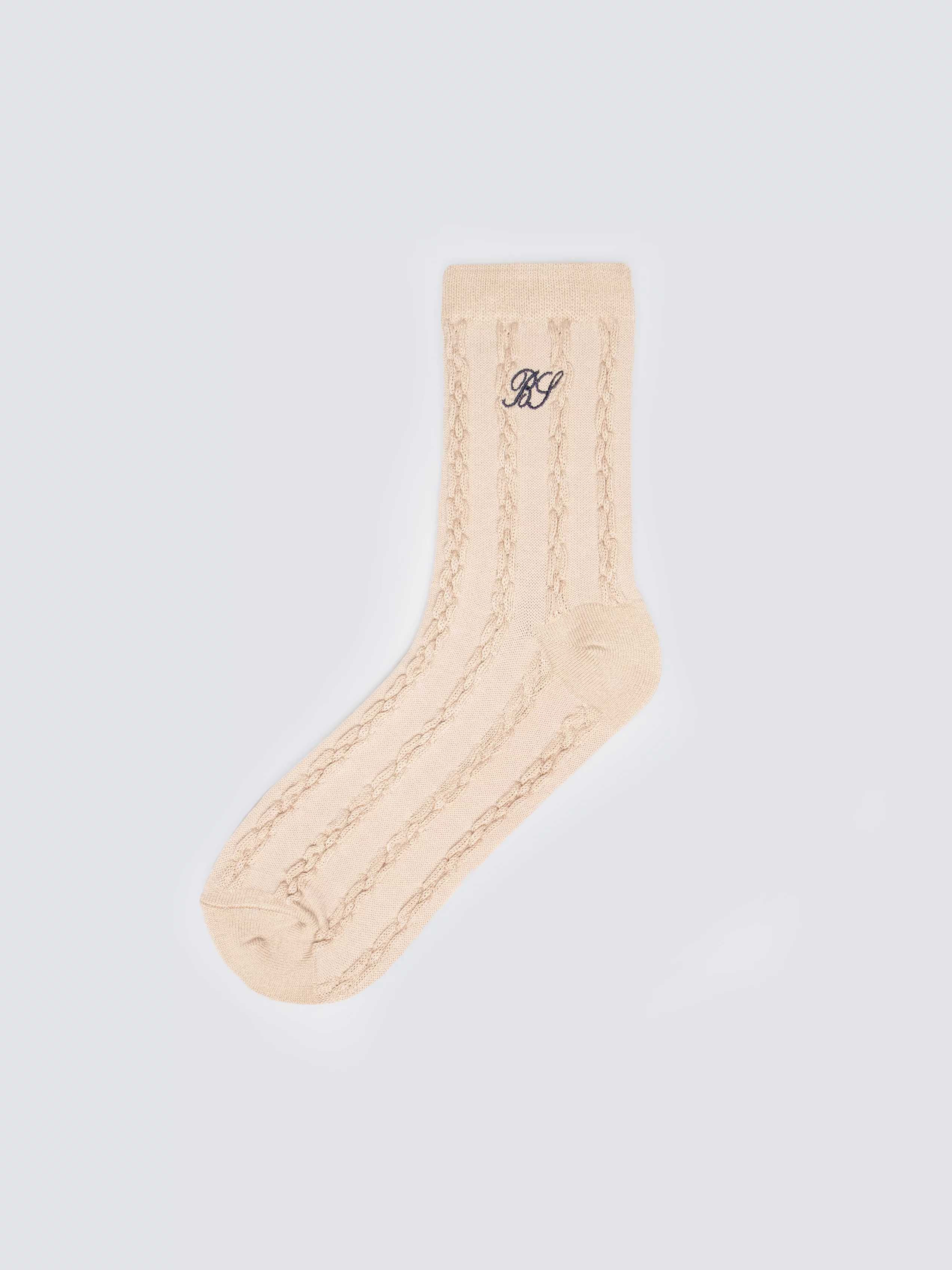 Skarpety damskie z wiskozą z warkoczowym splotem beżowe Brajda 801