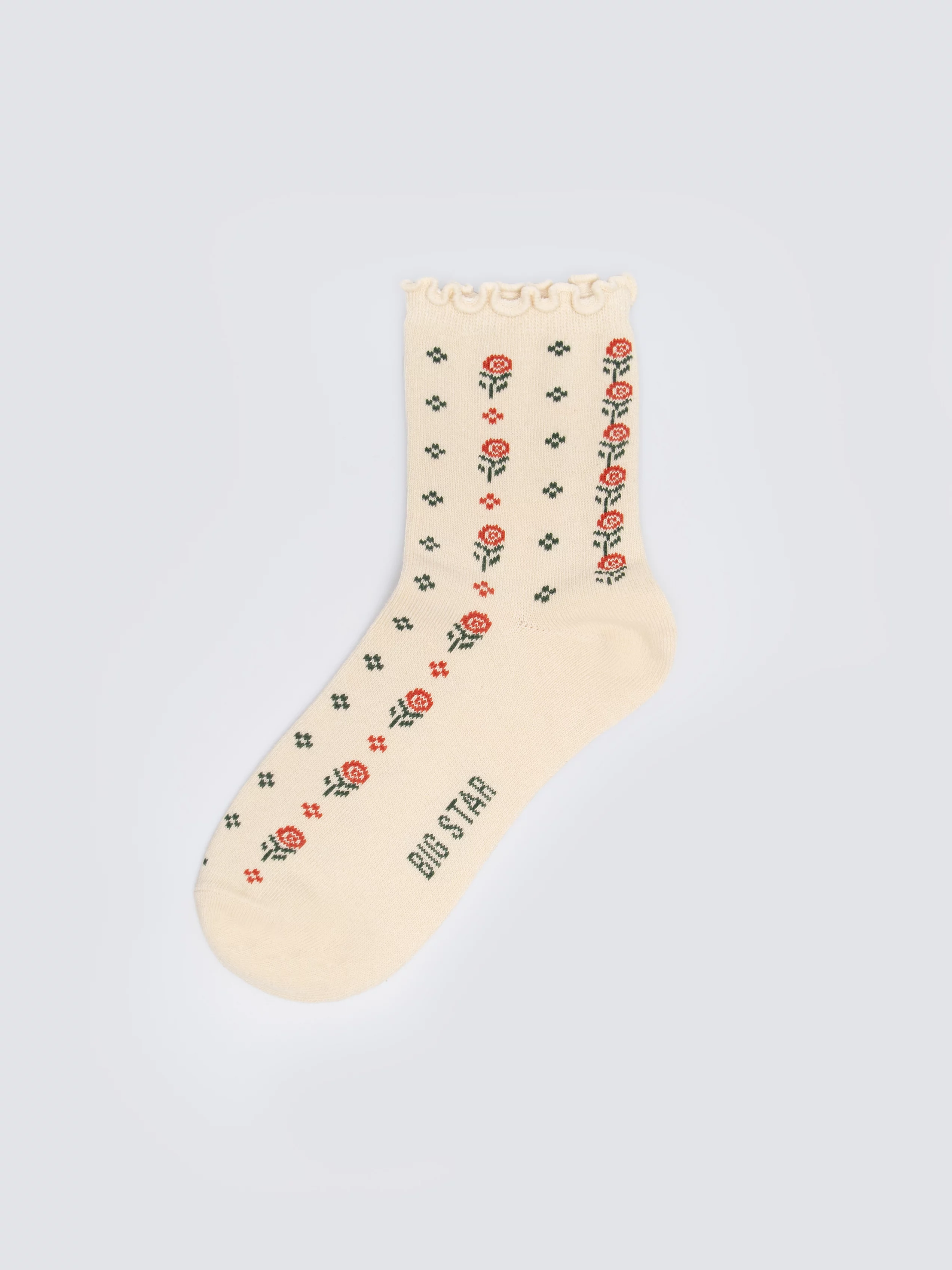 Skarpety damskie w kwiaty beżowe Flori 100