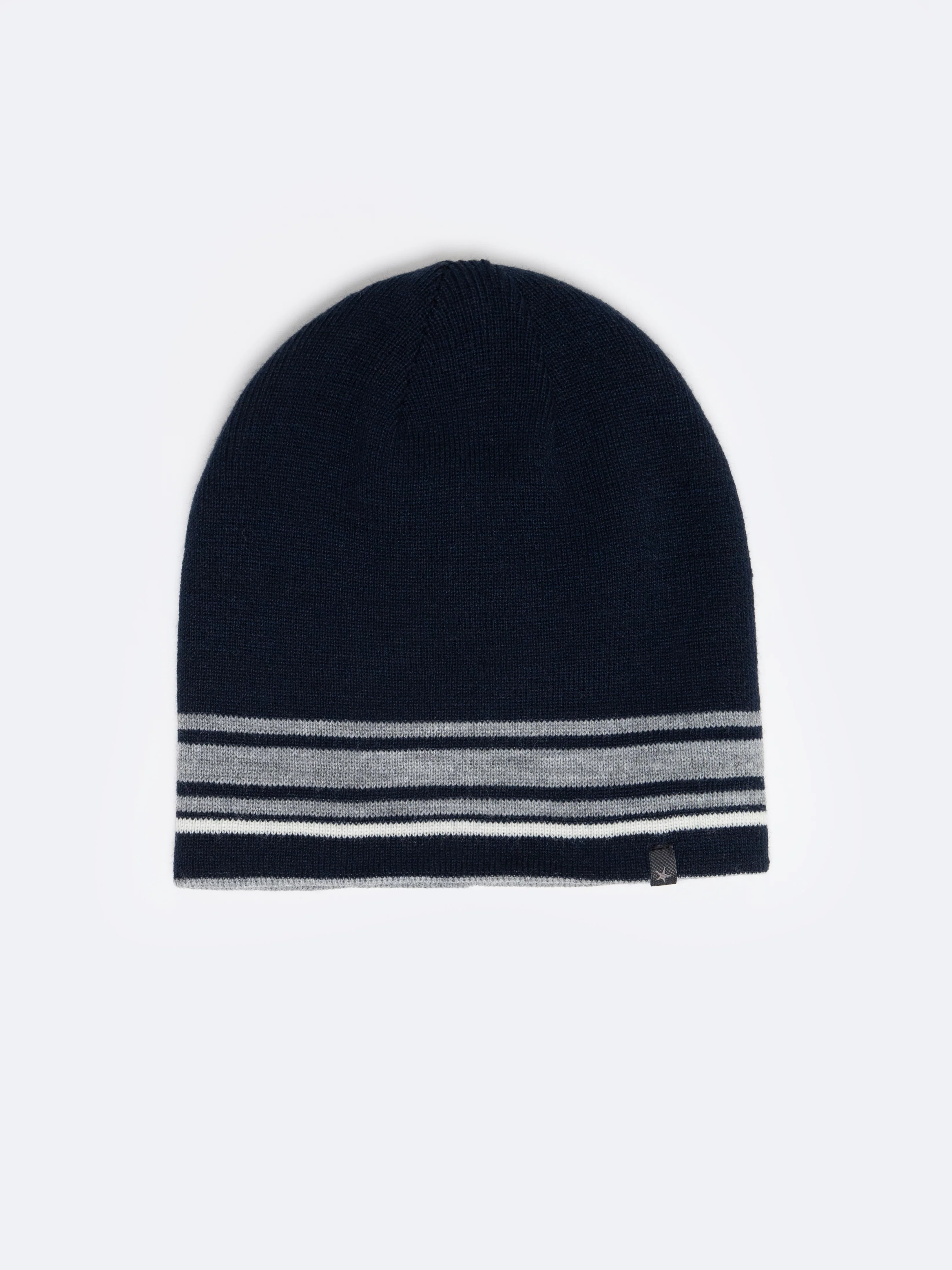 Czapka męska granatowa z szarym akcentem granatowa Double 403