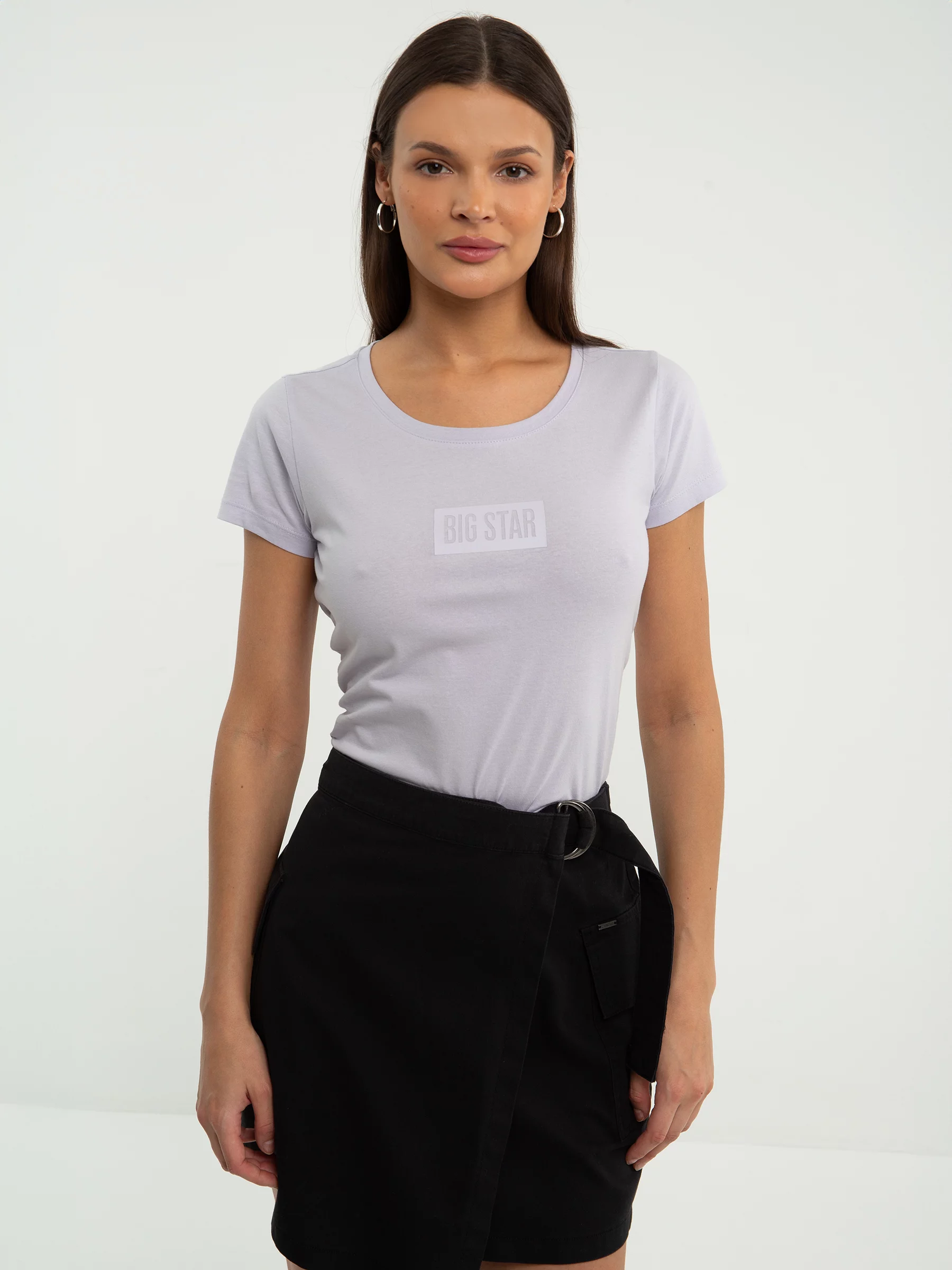 Koszulka damska z logo BIG STAR na piersi fioletowa Avalyntia 500