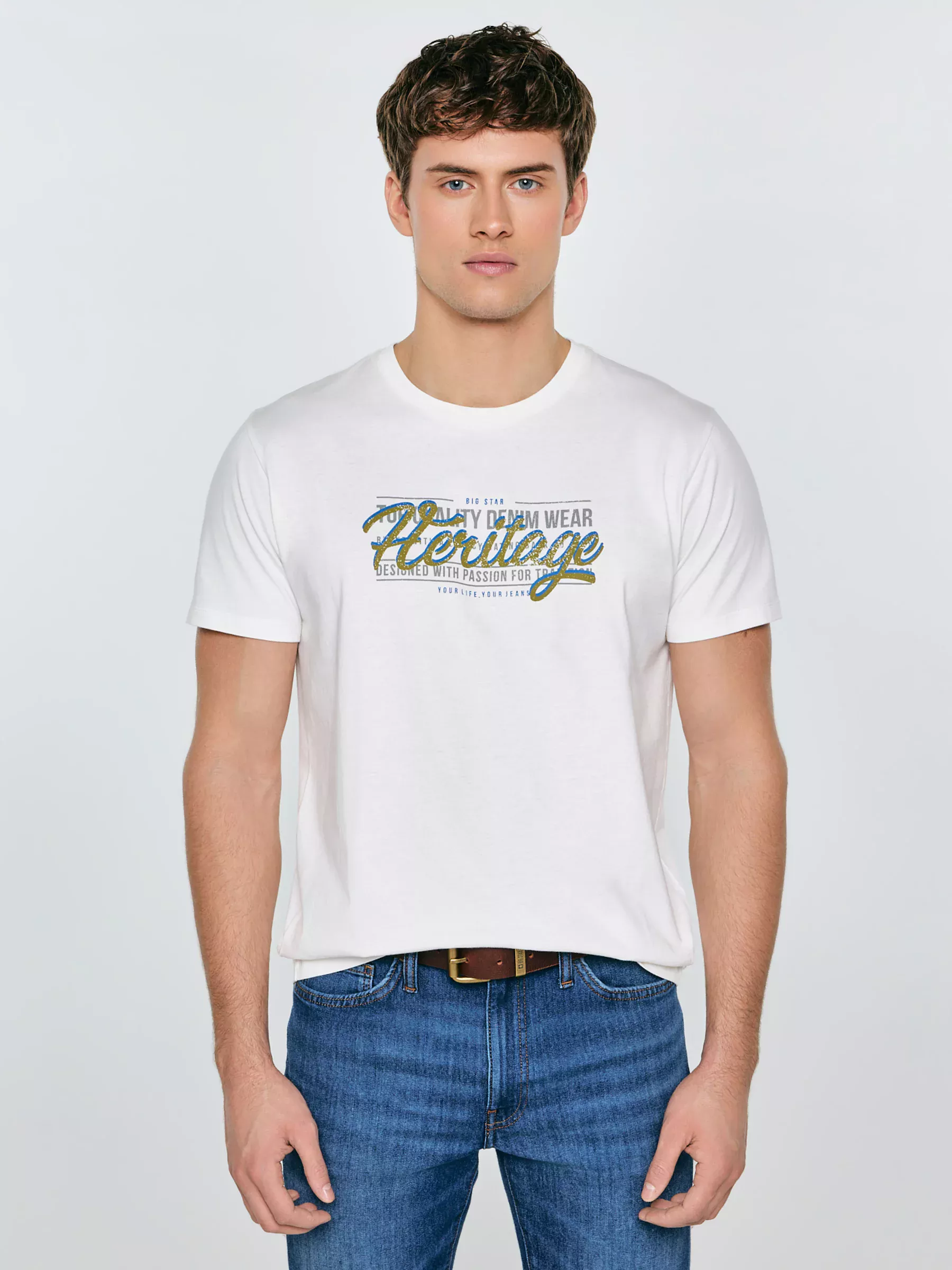 Koszulka męska z nadrukiem biała Keren 100