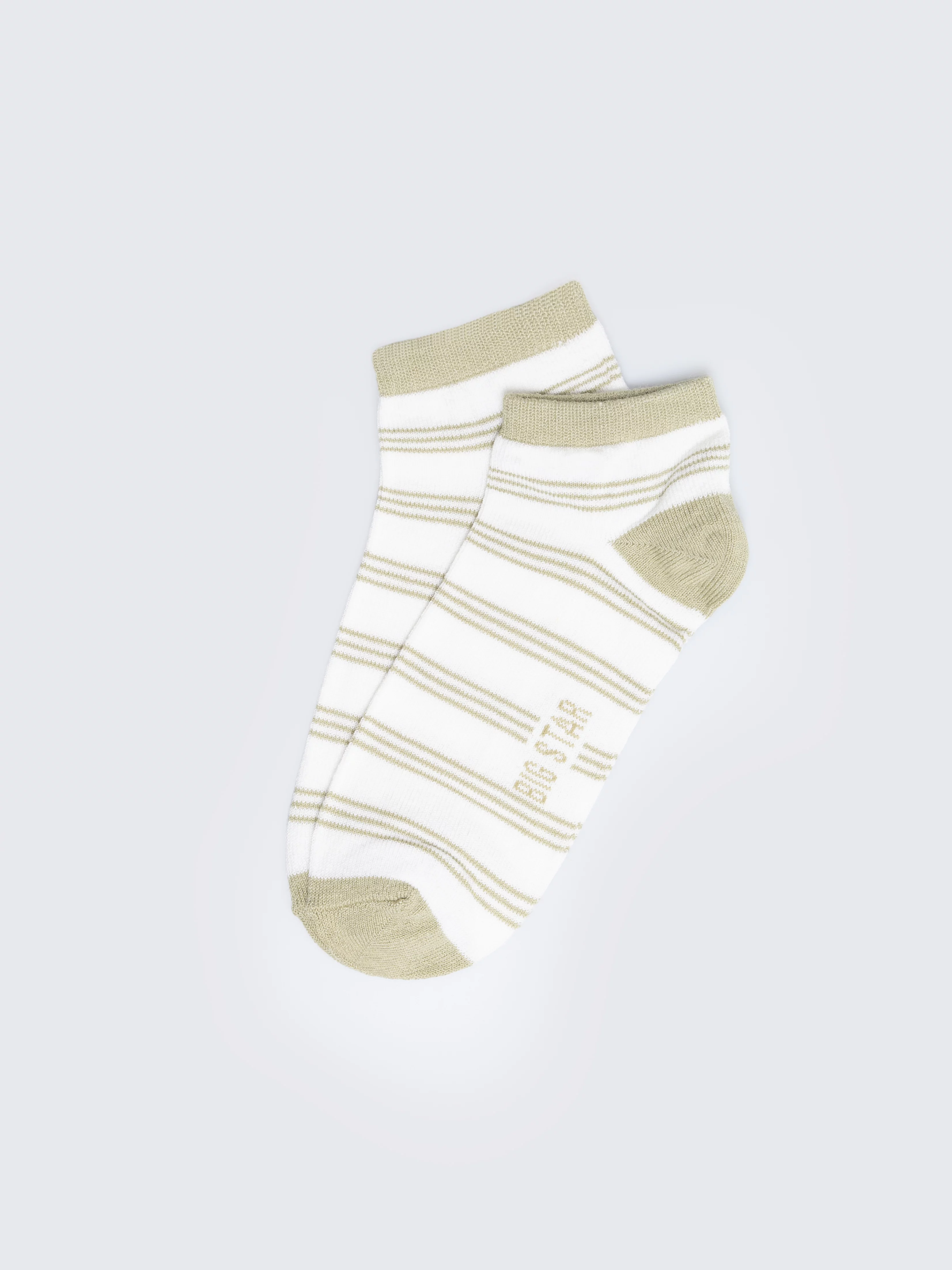 Stopki damskie z dodatkiem lnu w paski khaki Pastella 300