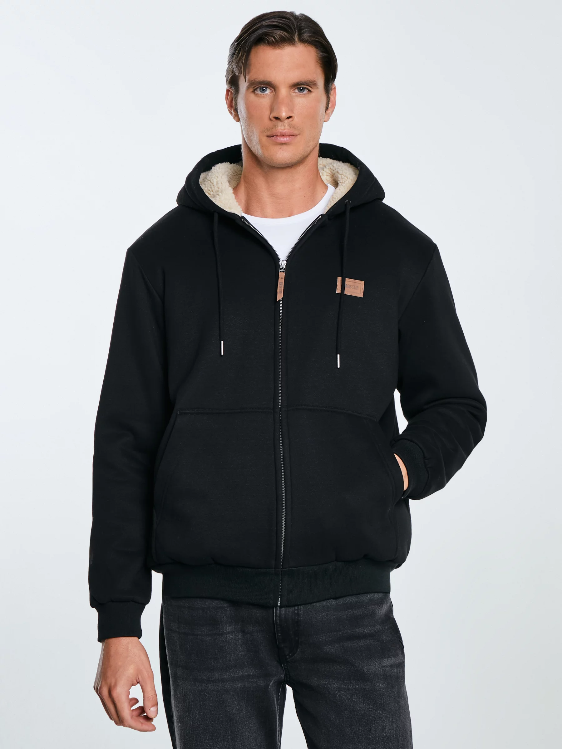 Bluza męska ocieplana barankiem czarna Milar 906